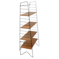 1950 Solid Oak and Lacquered Metal Shelf