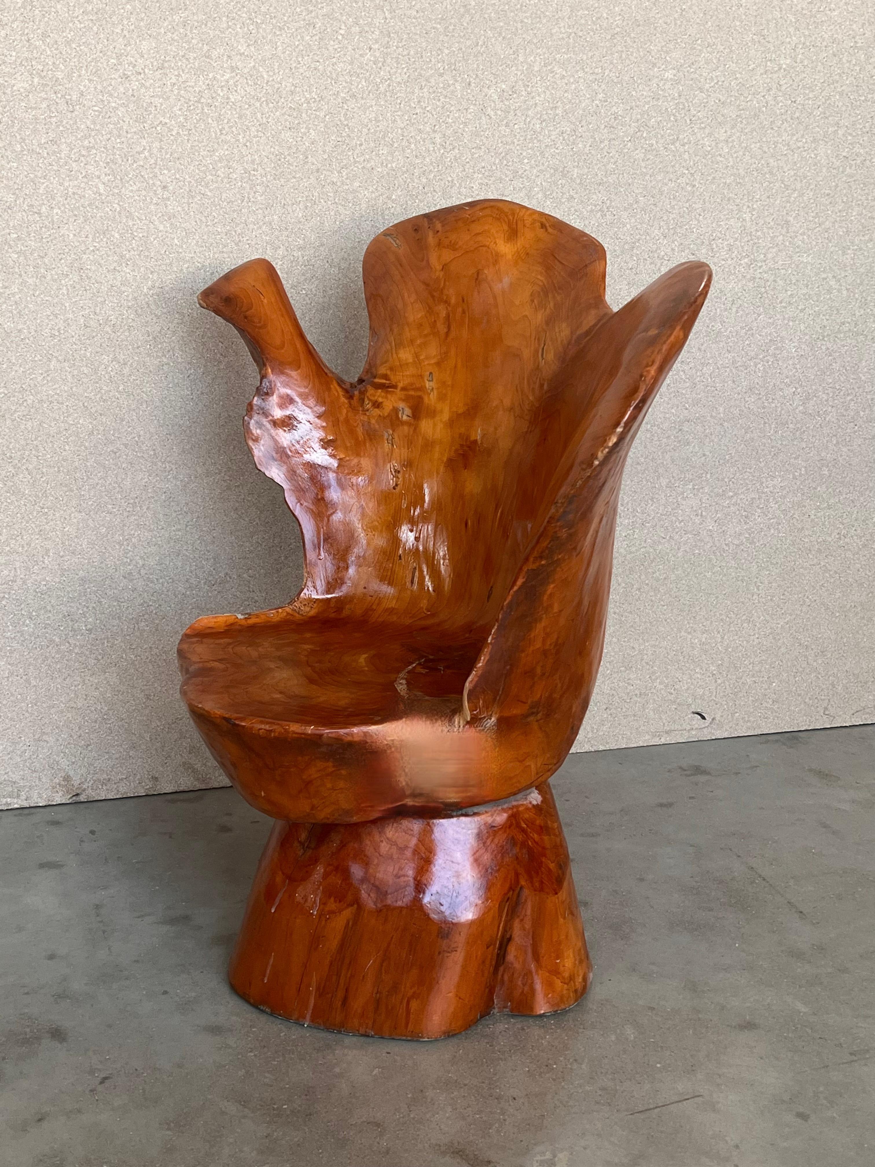 European 1950 Solid Wood Swivel Armchair or Side Chair