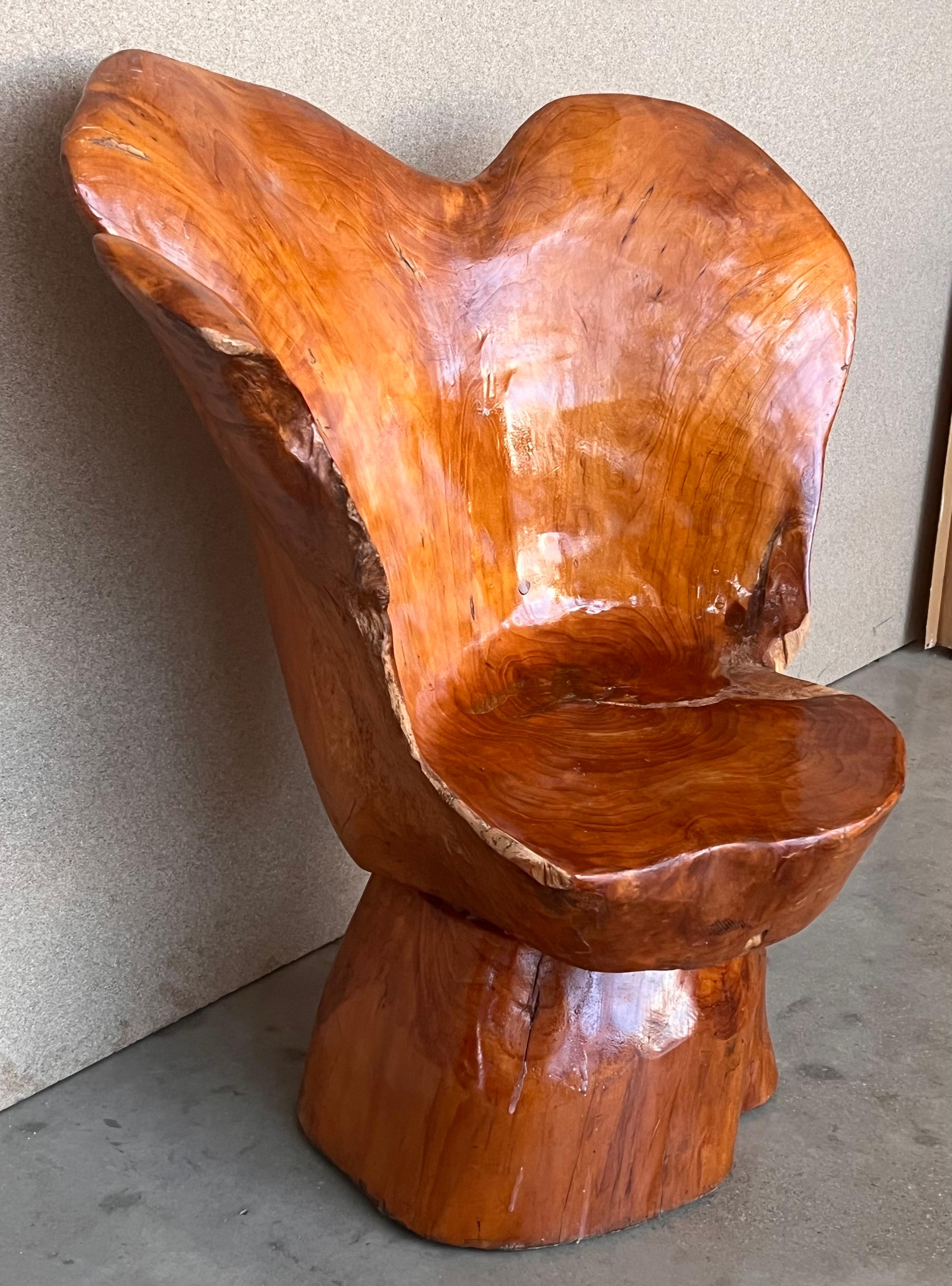20th Century 1950 Solid Wood Swivel Armchair or Side Chair