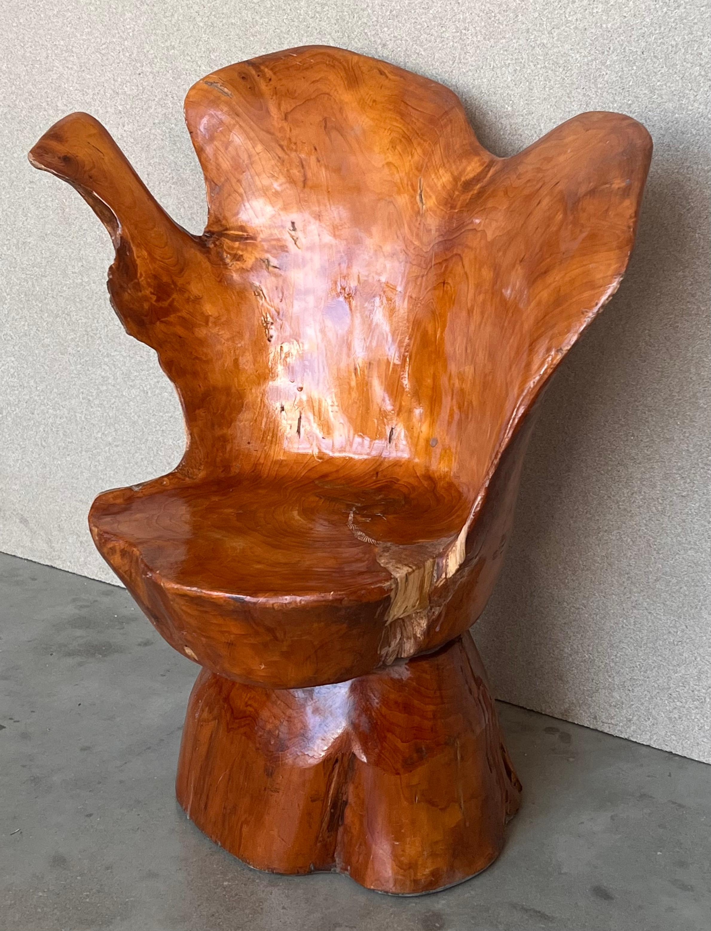 Burl 1950 Solid Wood Swivel Armchair or Side Chair