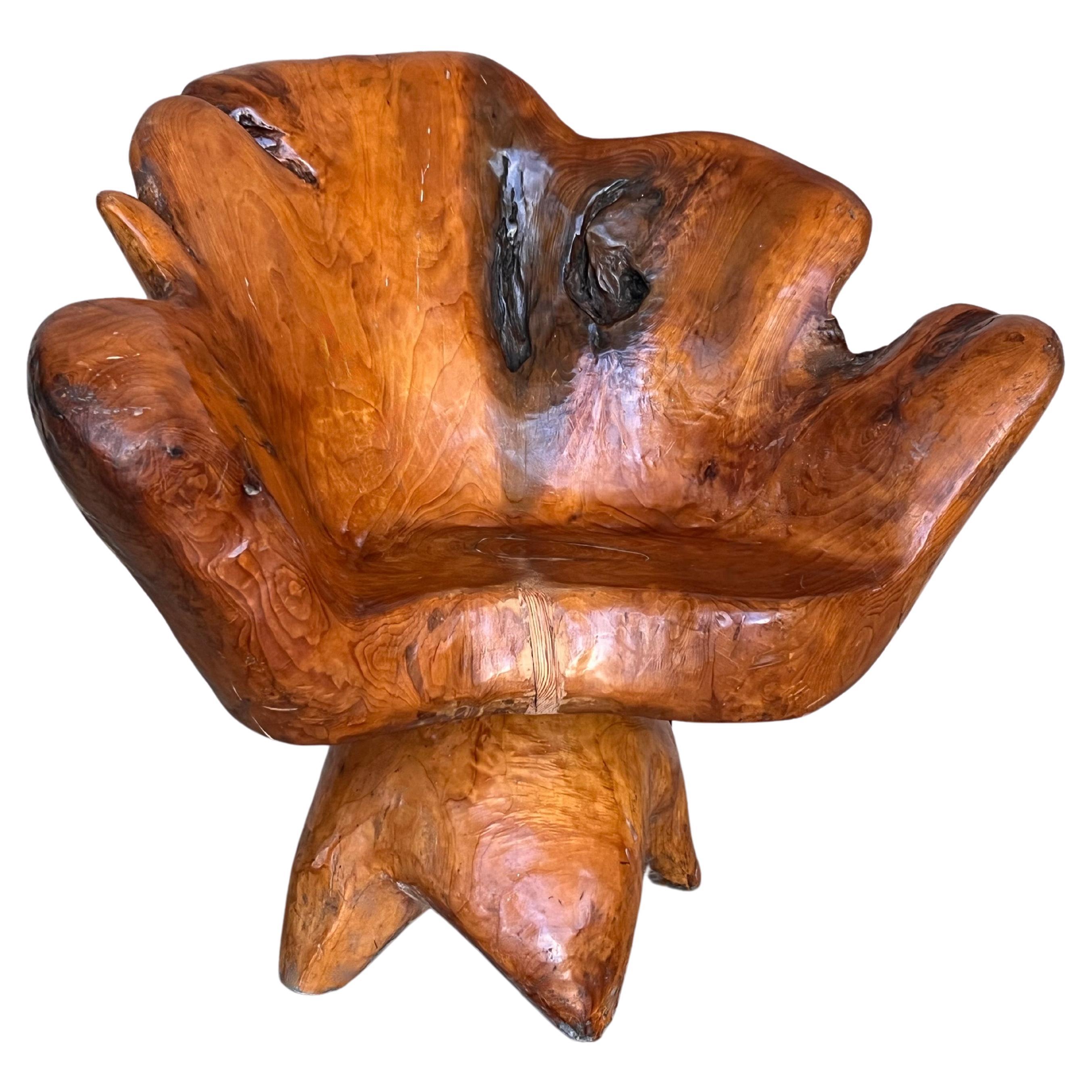 1950 Fauteuil ou chaise d'appoint pivotant en bois massif