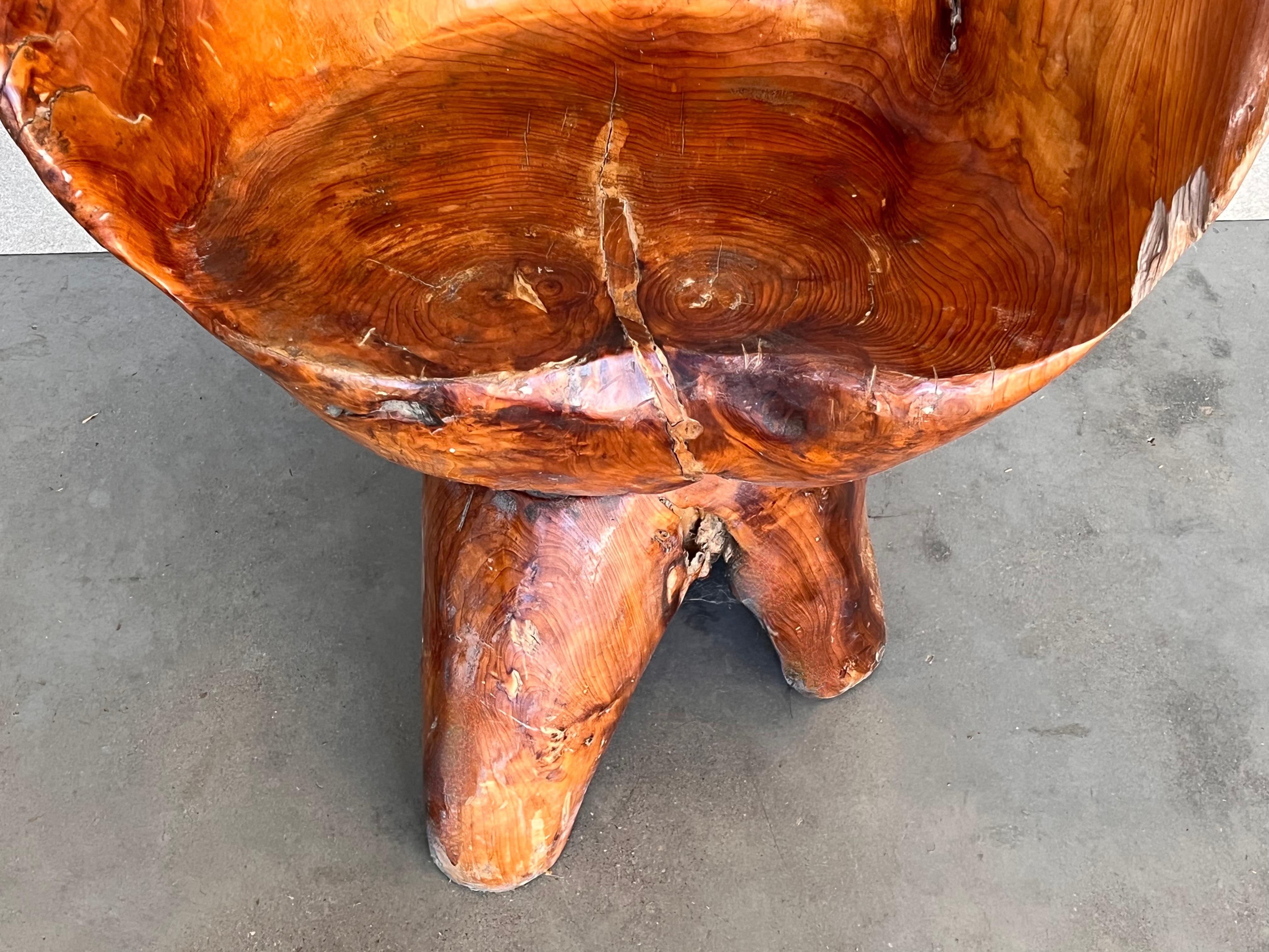 1950 Solid Wood Swivel Armchair or Side Table In Good Condition In Miami, FL