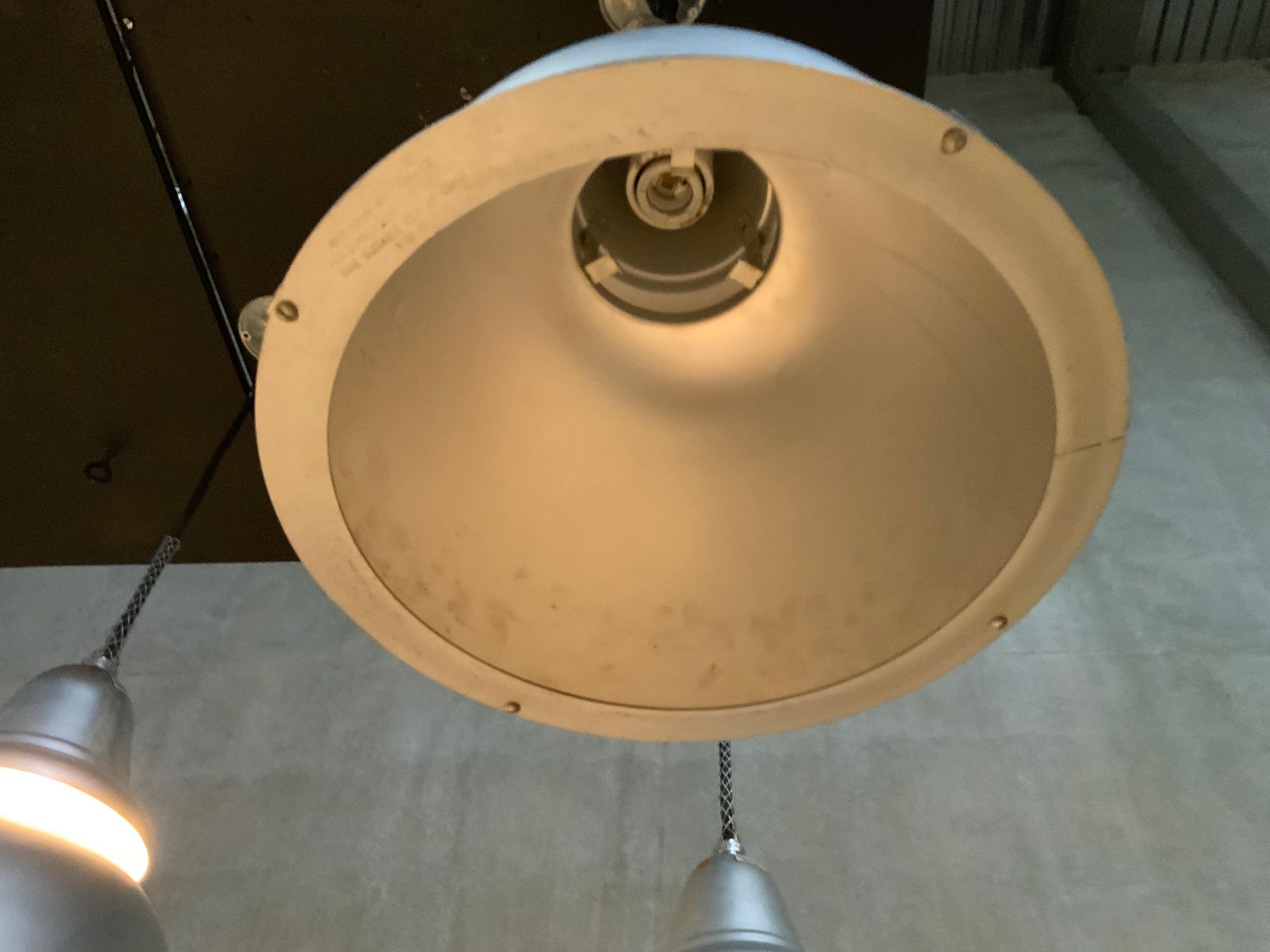 1950 Spun Aluminium Industrial Pendant Light by Benjamin In Good Condition For Sale In Surrey, BC