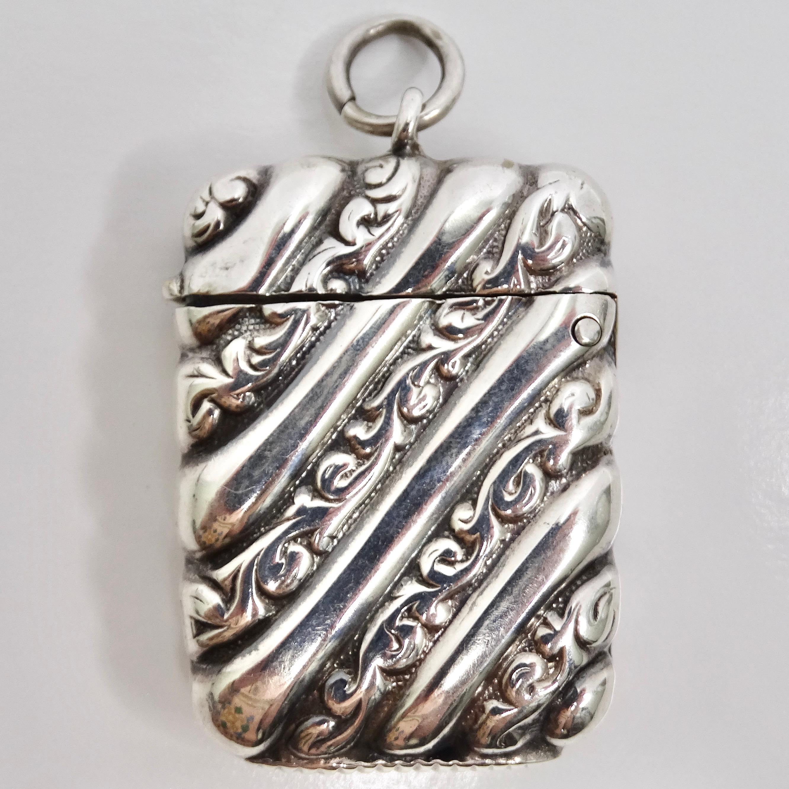 Women's or Men's 1950 Sterling Silver Matchbox Pendent For Sale