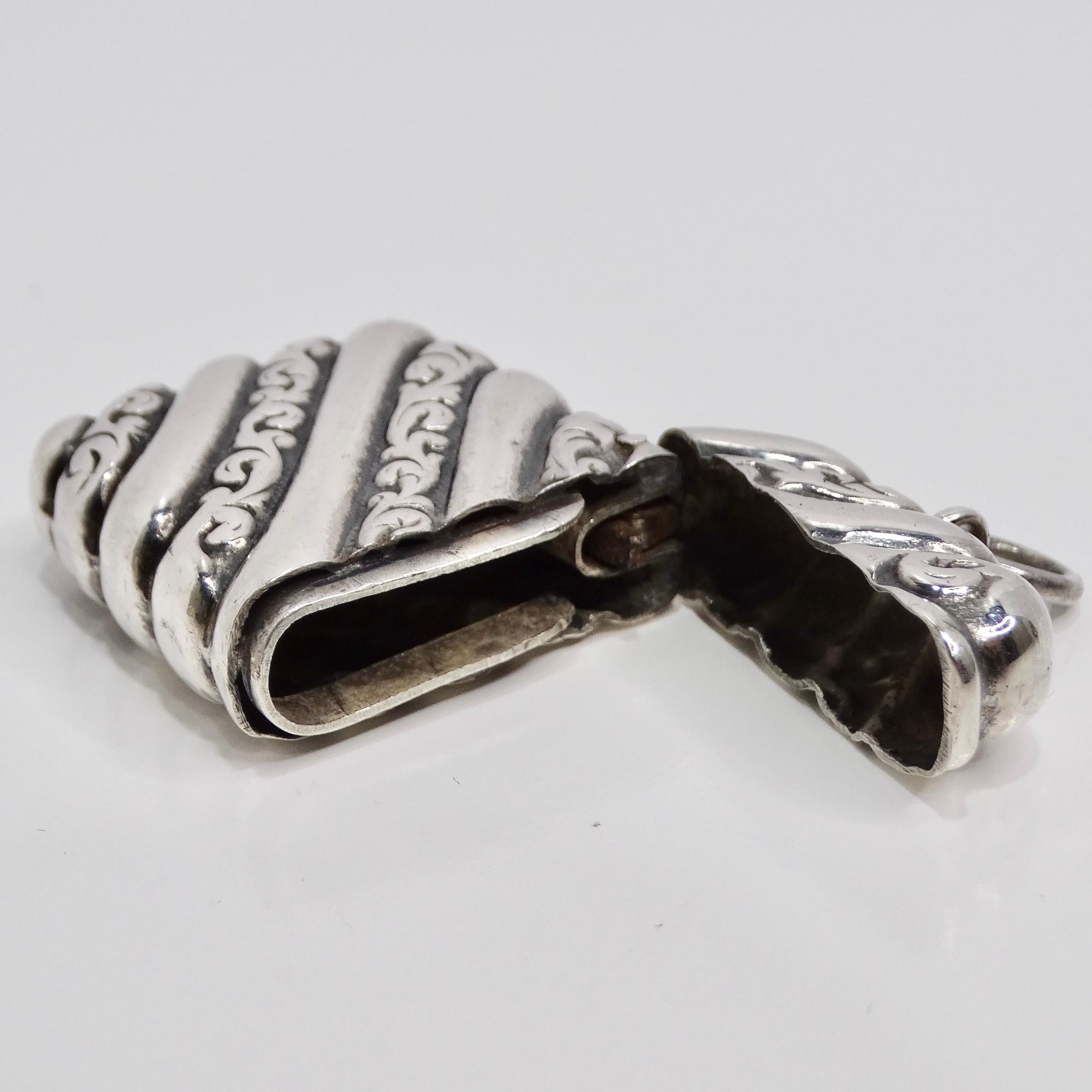 1950 Sterling Silver Matchbox Pendent For Sale 2