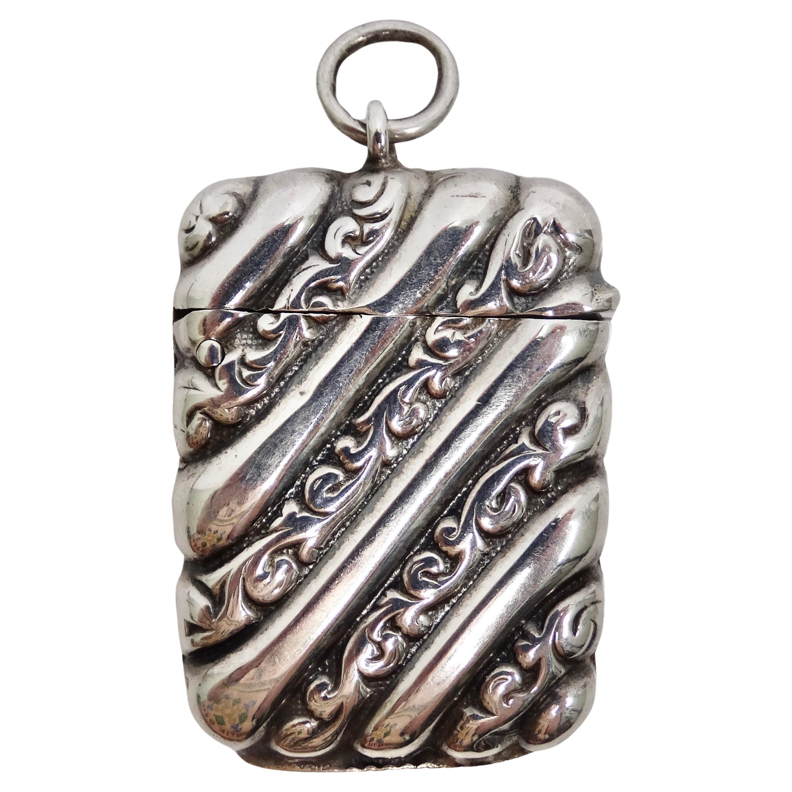 1950 Sterling Silver Matchbox Pendent For Sale
