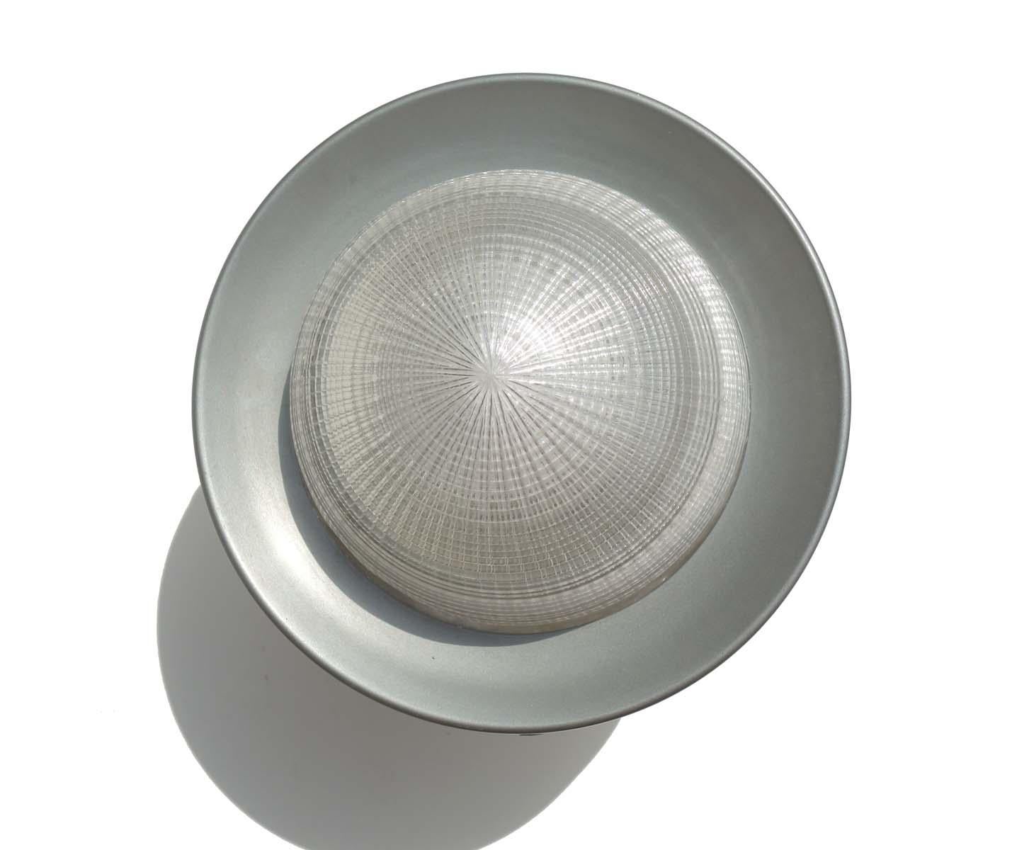 1950er Stilnovo Italienisches Design 50er Jahre Metall Glas Strahler Lampe (Moderne der Mitte des Jahrhunderts) im Angebot