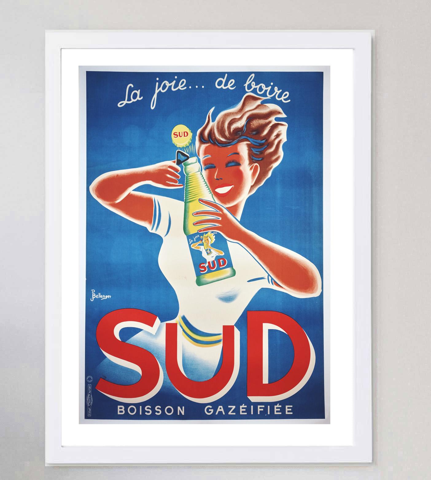 1950 Sud Boisson Gazeifiee Original Vintage Poster im Zustand „Gut“ im Angebot in Winchester, GB
