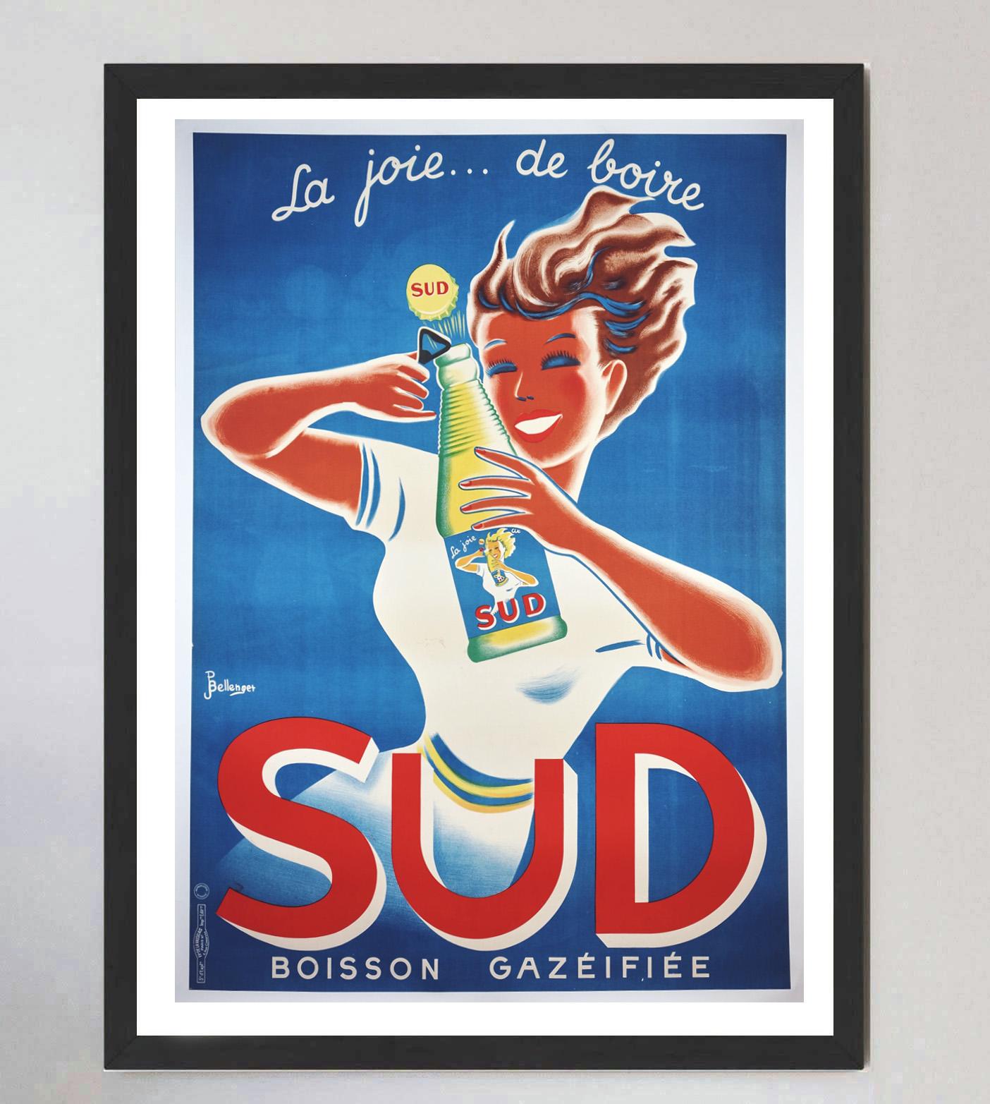 1950 Sud Boisson Gazeifiee Original Vintage Poster (Mitte des 20. Jahrhunderts) im Angebot