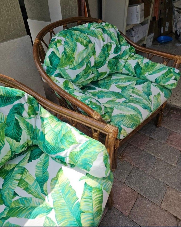 Set di sedie da salotto in bambù del 1950 con panca in vendita su