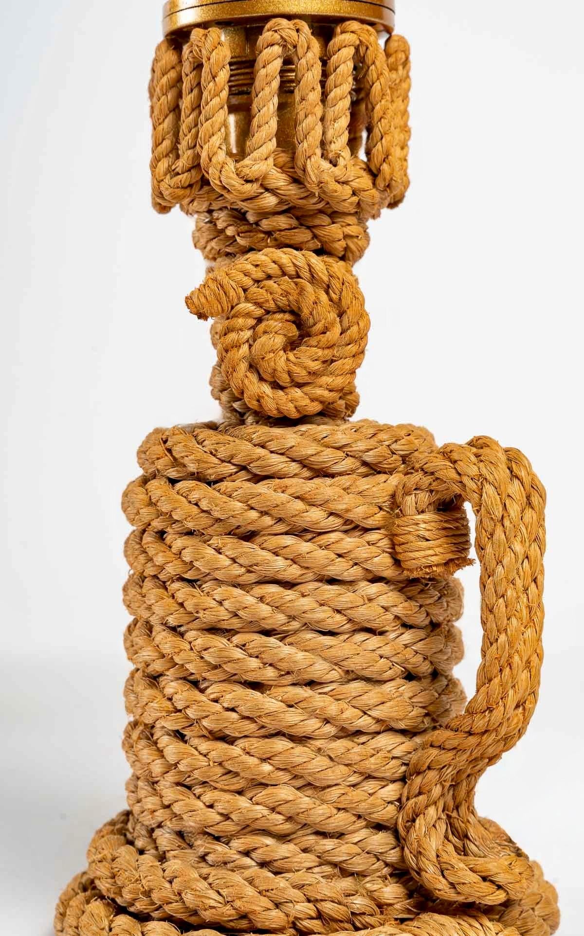 French 1950 The Rope Oil Lamp Designed by Adrien Audoux and Frida Minet