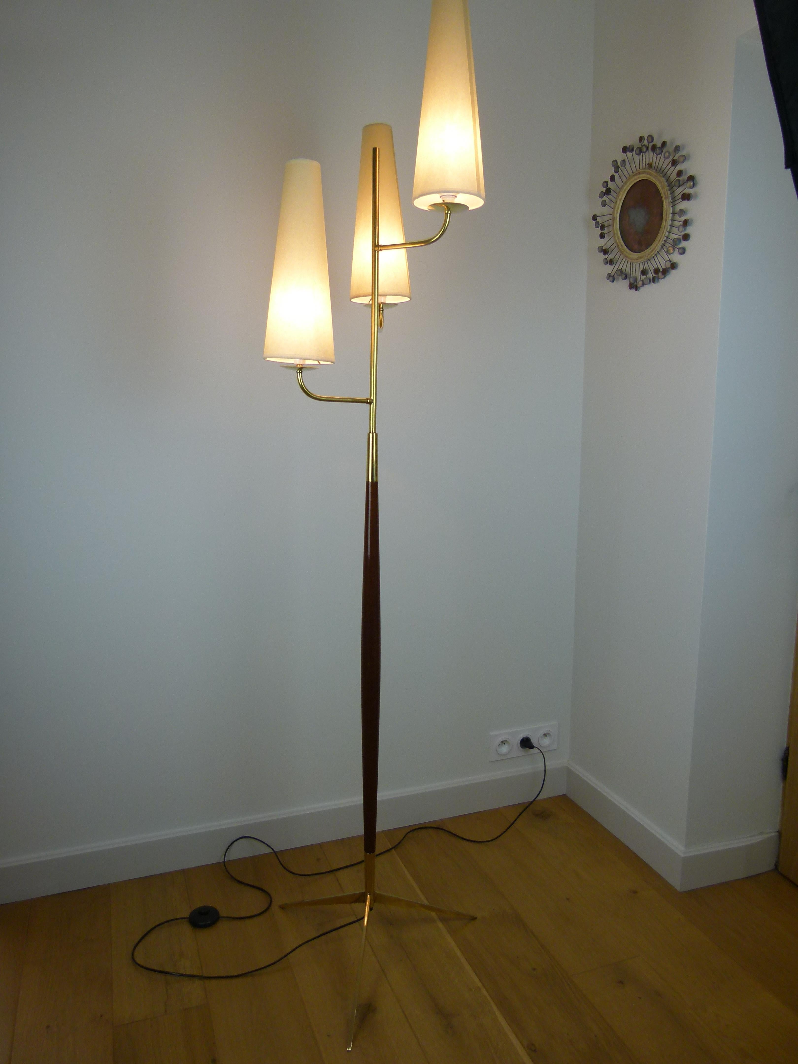 1950 Triple Lighting Floor Lamp by Maison Lunel 3