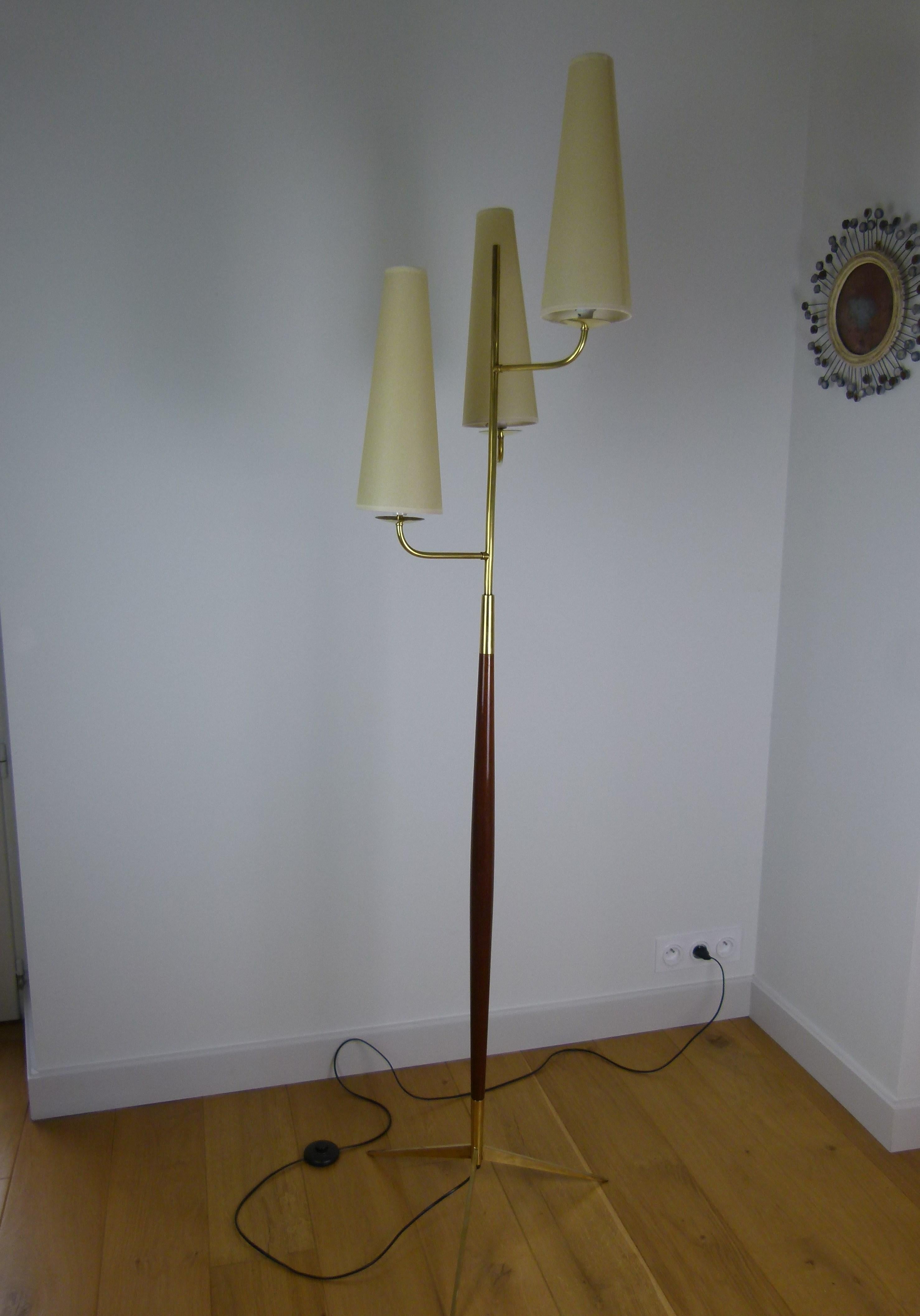 1950 Triple Lighting Floor Lamp by Maison Lunel For Sale 8