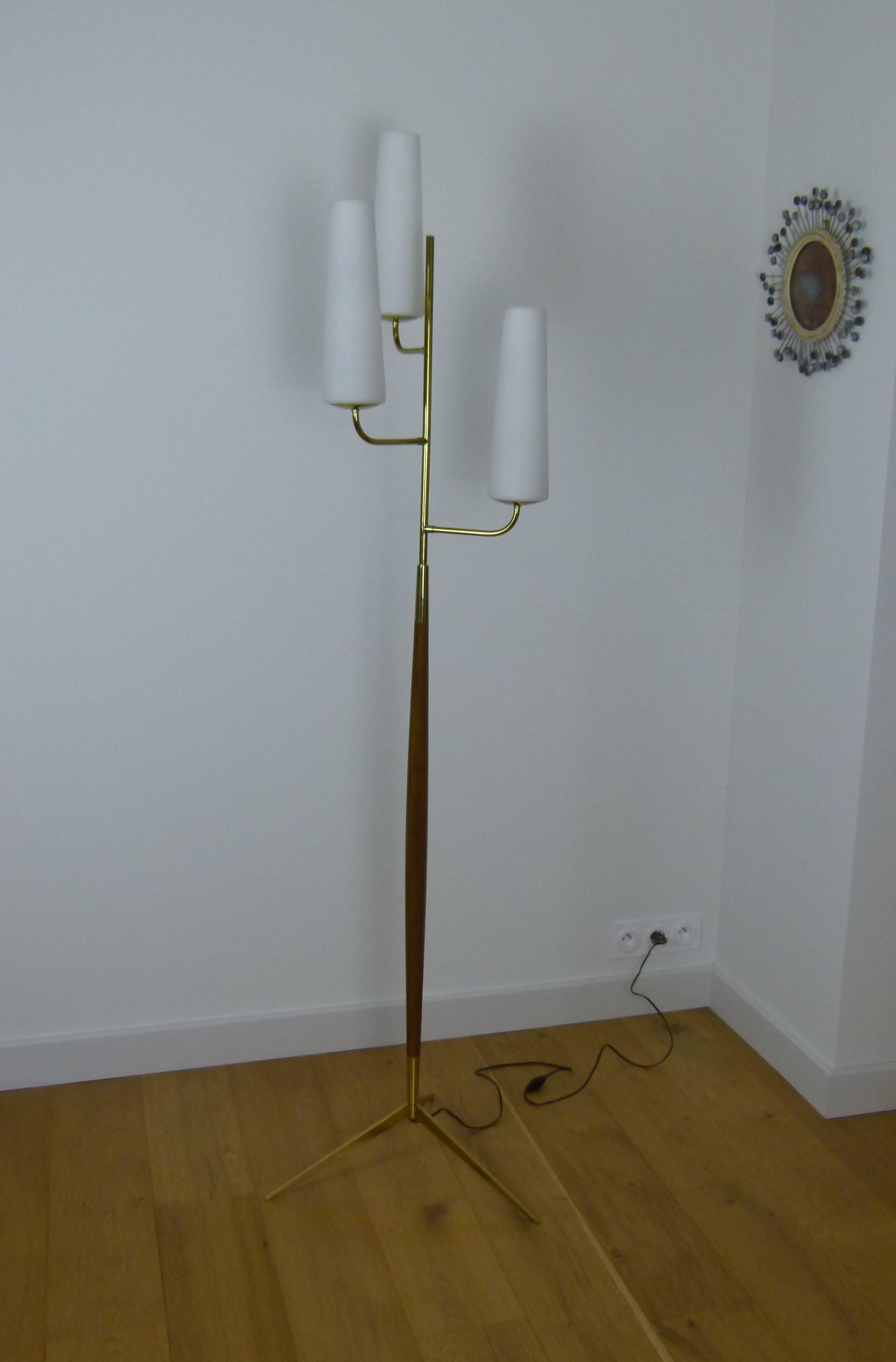 1950 Triple Lighting Floor Lamp by Maison Lunel In Excellent Condition In Saint-Ouen, FR
