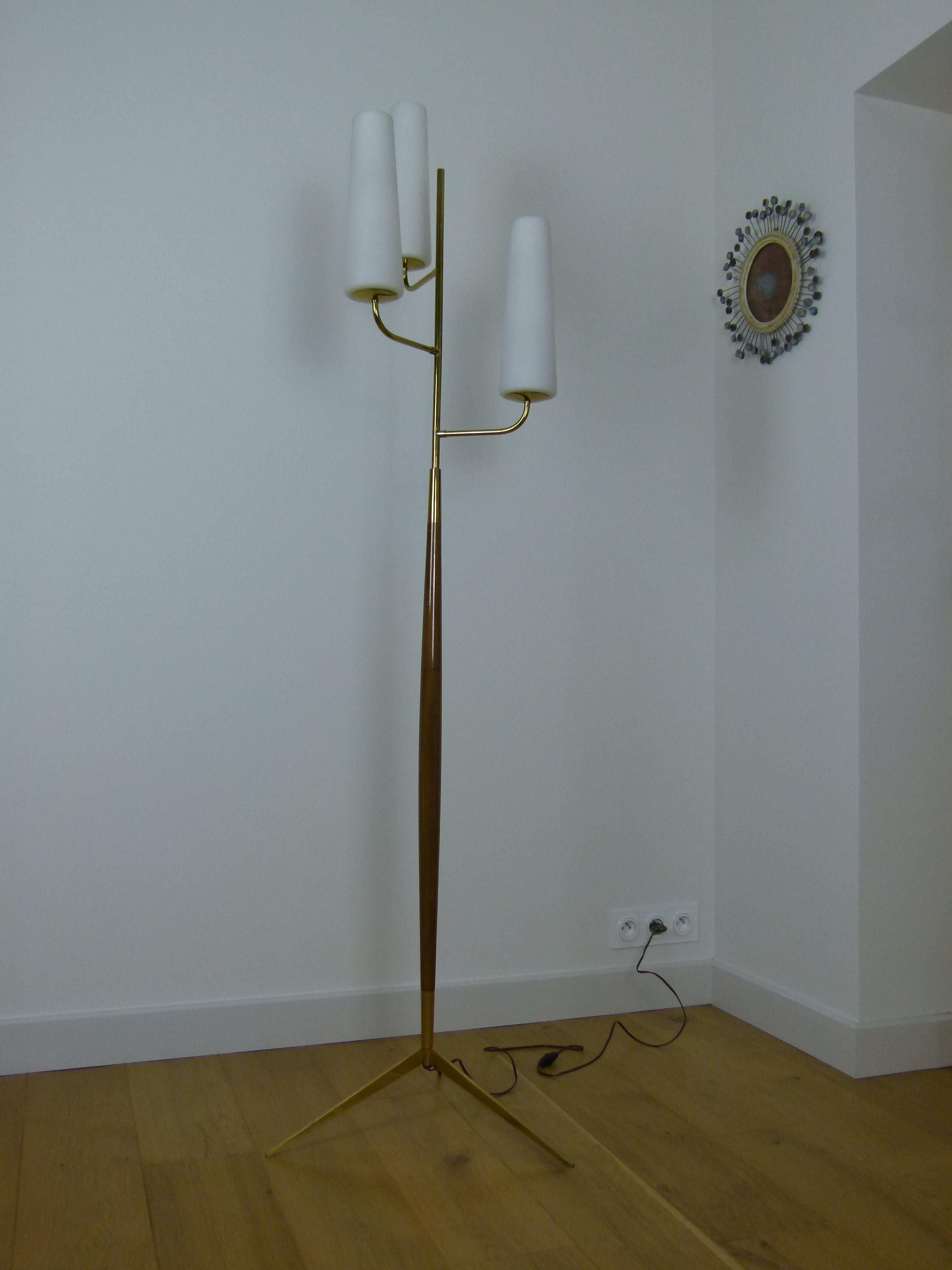 1950 Triple Lighting Floor Lamp by Maison Lunel 1