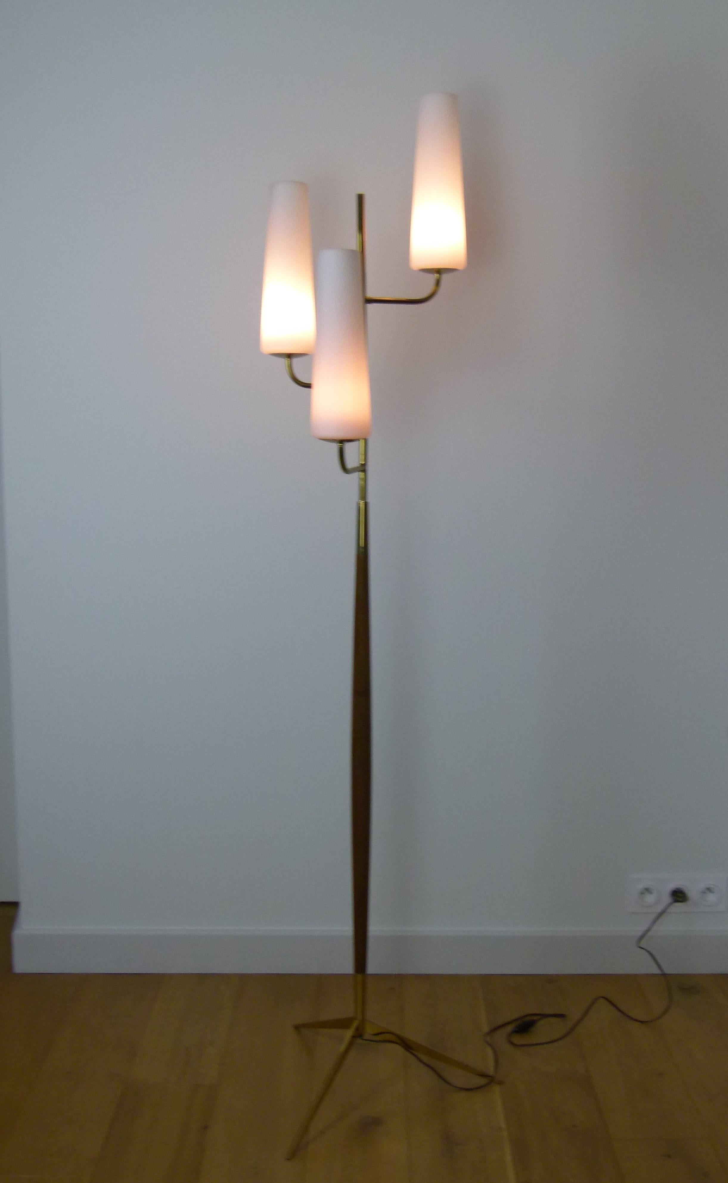 1950 Triple Lighting Floor Lamp by Maison Lunel 2
