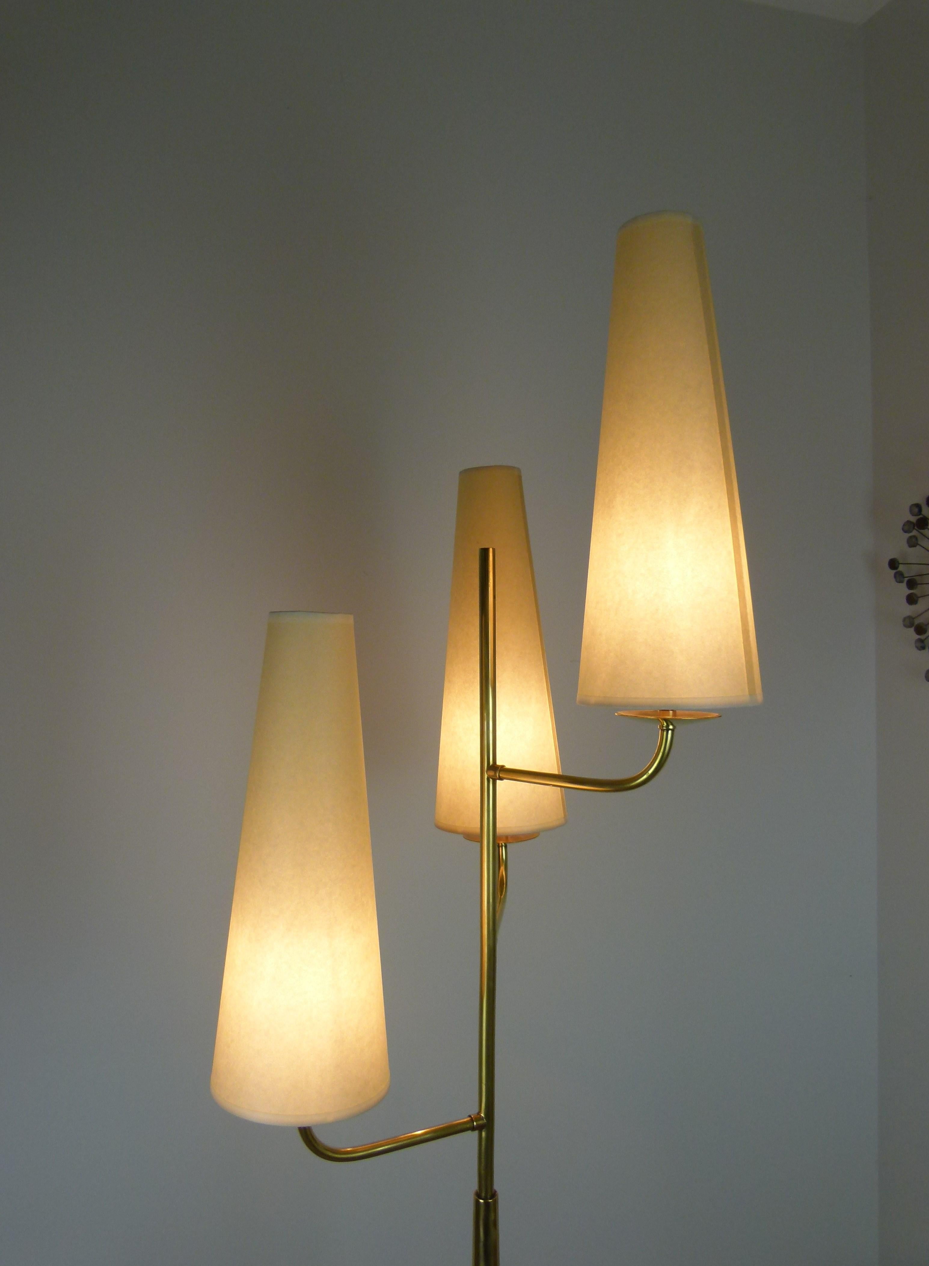 1950 Triple Lighting Floor Lamp by Maison Lunel For Sale 2