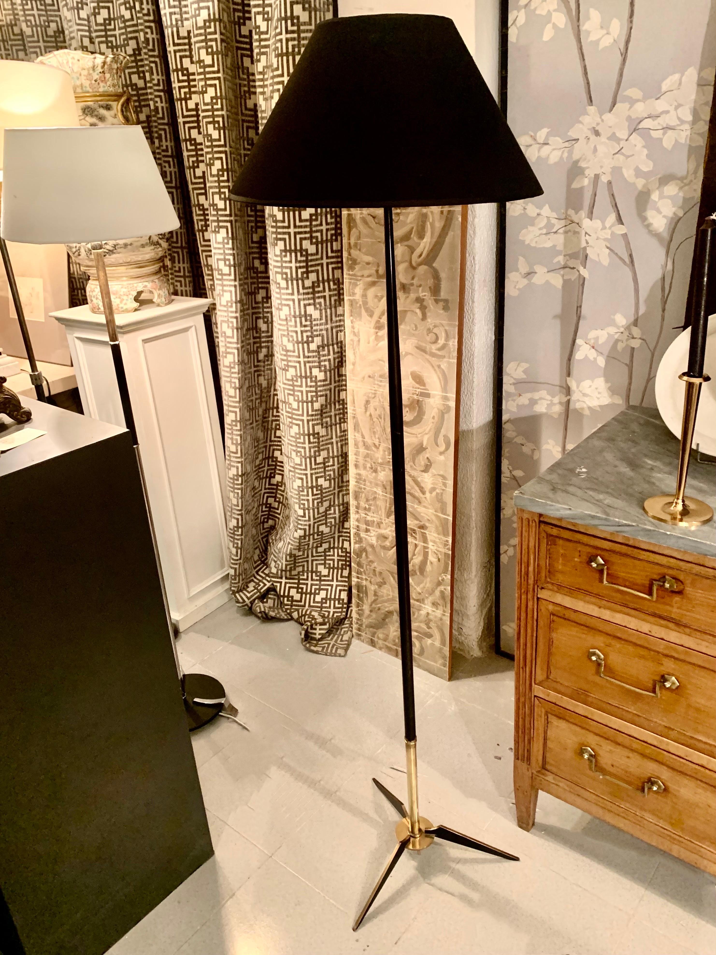 Lacquered 1950 Tripod Vintage Floor Lamp by Maison Arlus