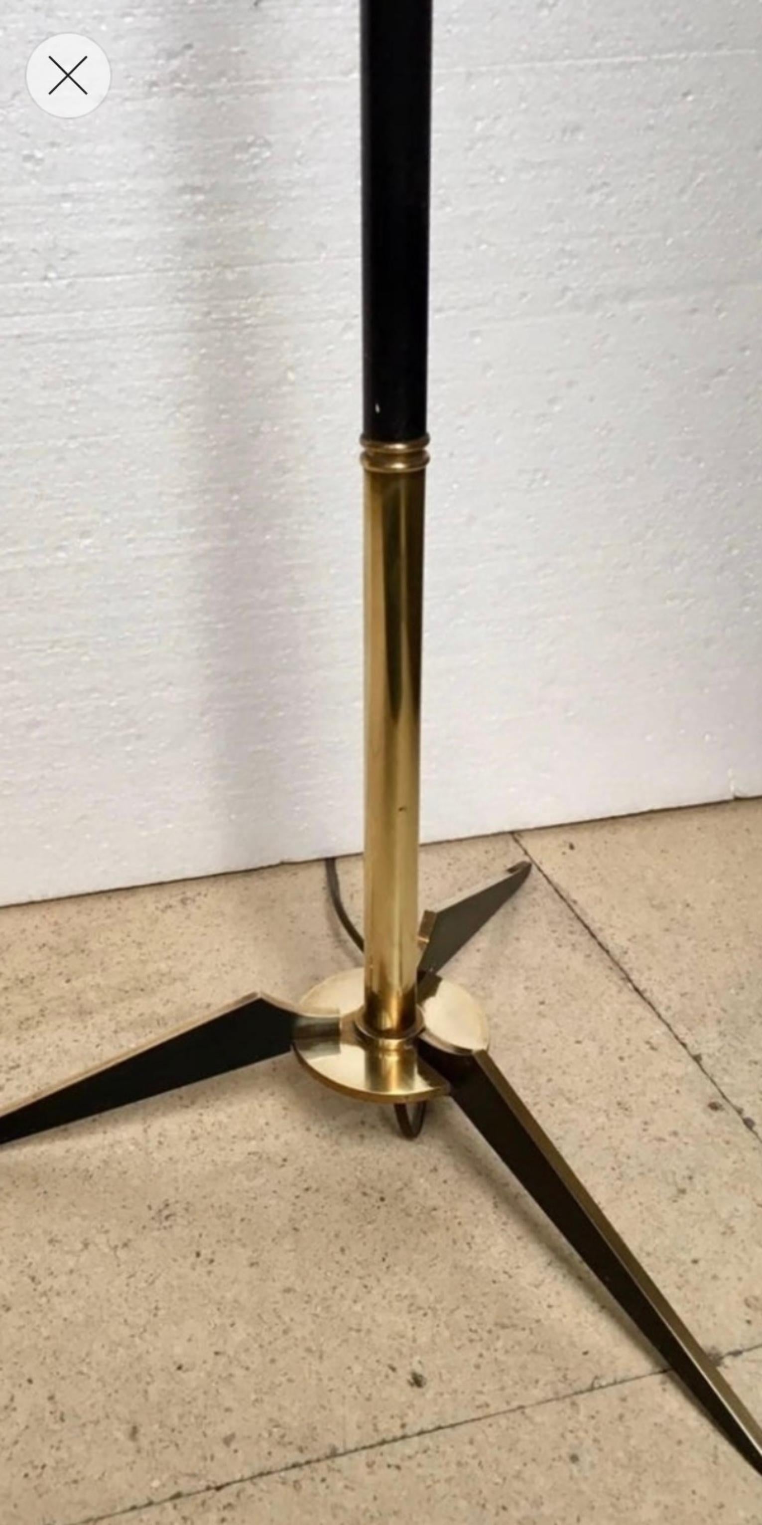 Brass 1950 Tripod Vintage Floor Lamp by Maison Arlus For Sale