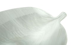 1950 Tyra Lundgren Venini Murano Glass White Filigrana Leaf Bowl