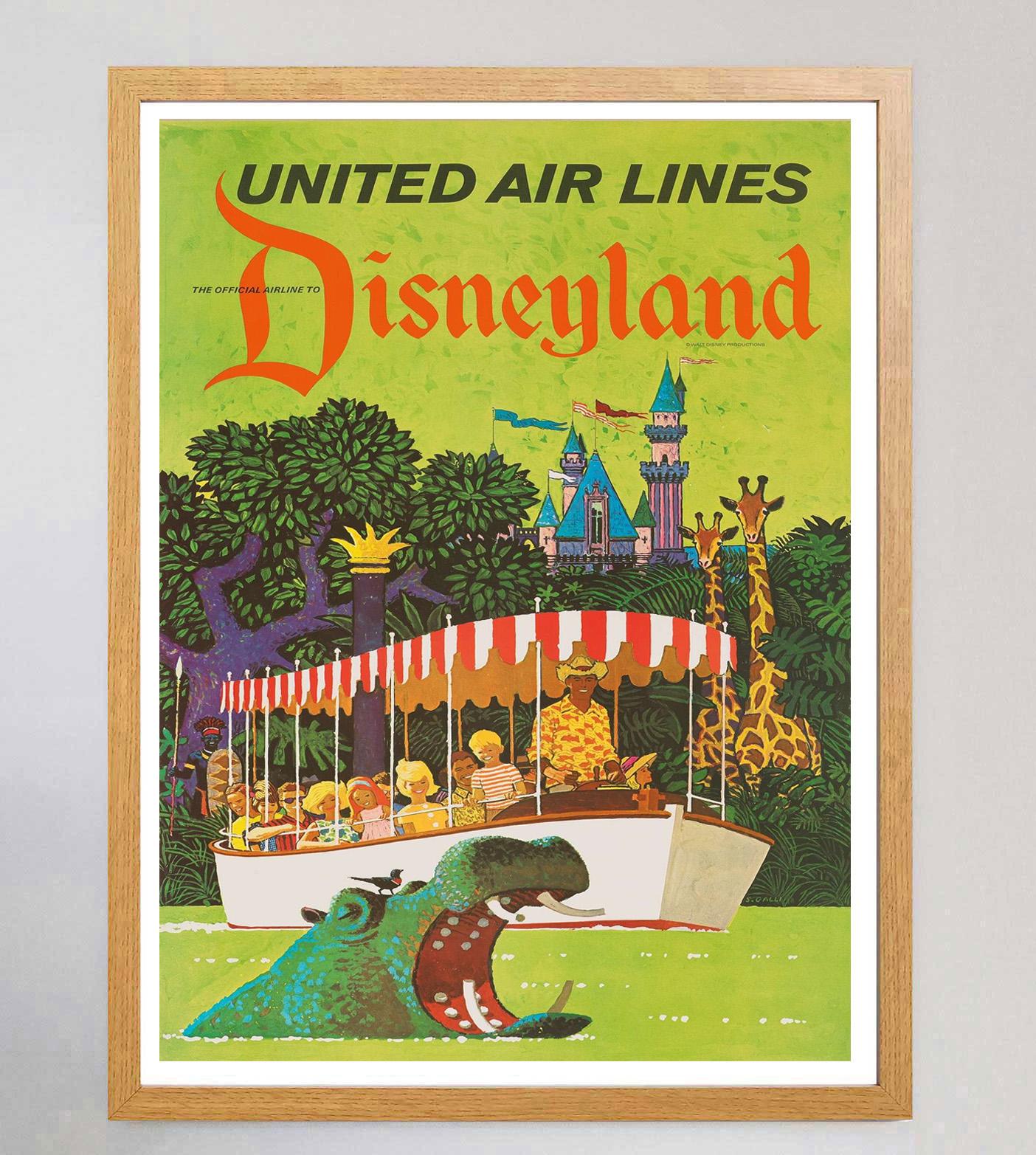 1950 United Airlines - Disneyland Original Vintage Poster (amerikanisch) im Angebot