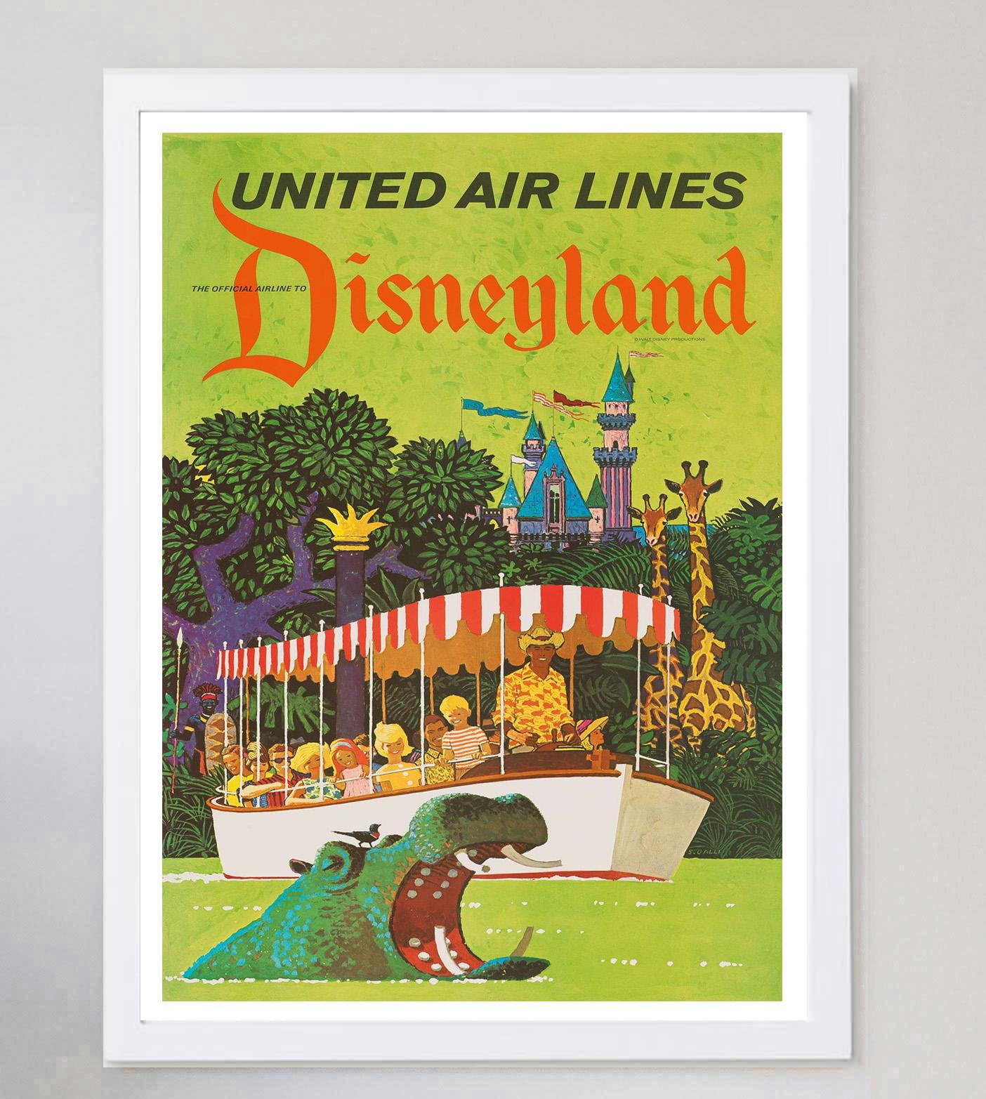 1950 United Airlines - Disneyland Original Vintage Poster im Zustand „Gut“ im Angebot in Winchester, GB