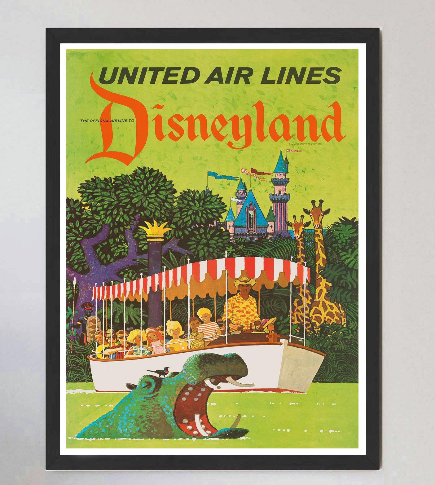 1950 United Airlines - Disneyland Original Vintage Poster (Mitte des 20. Jahrhunderts) im Angebot