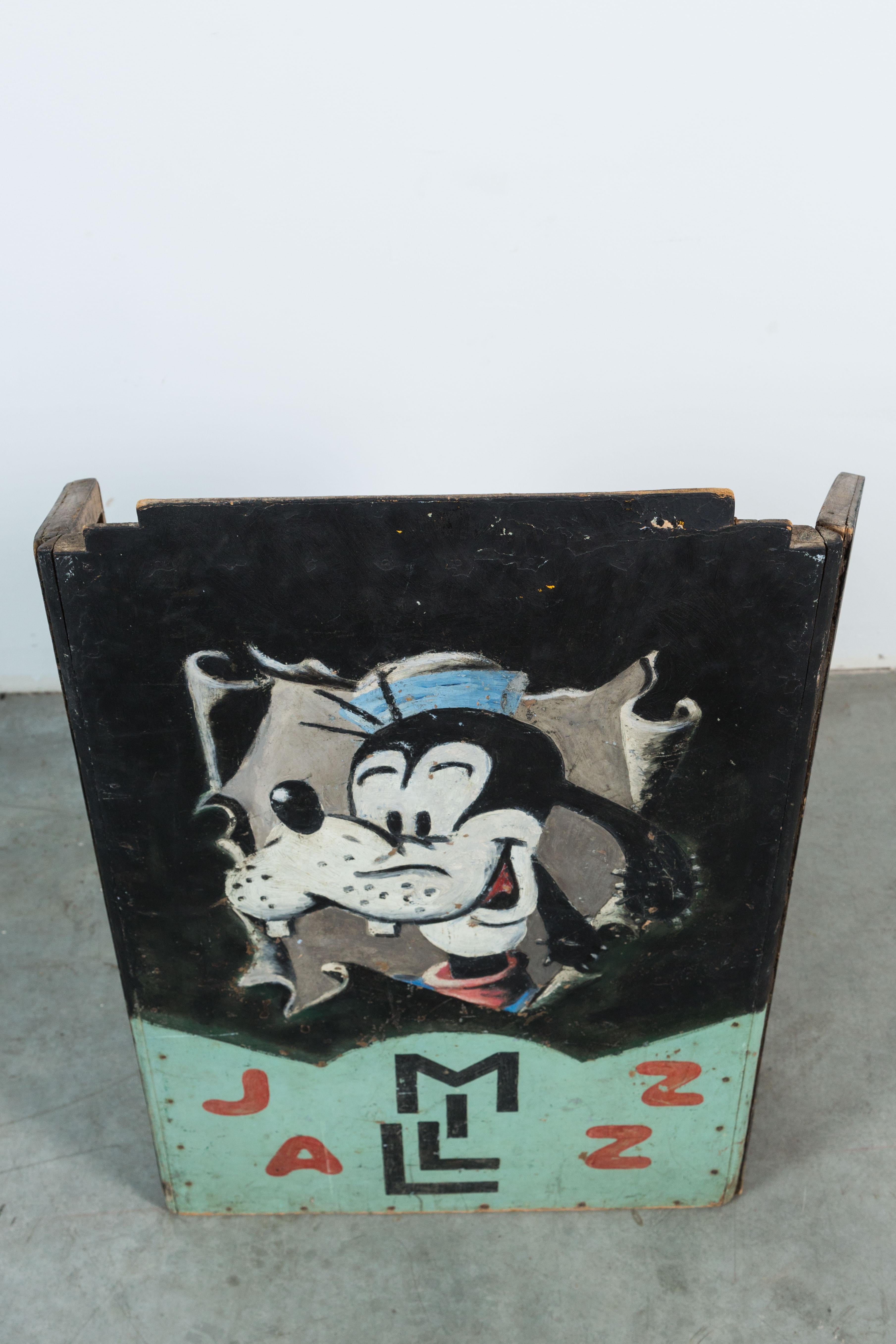 1950 Vintage American Folk Art Band Stand Hand Painted Goofy Jazz Music Stand (Handbemalt) im Angebot