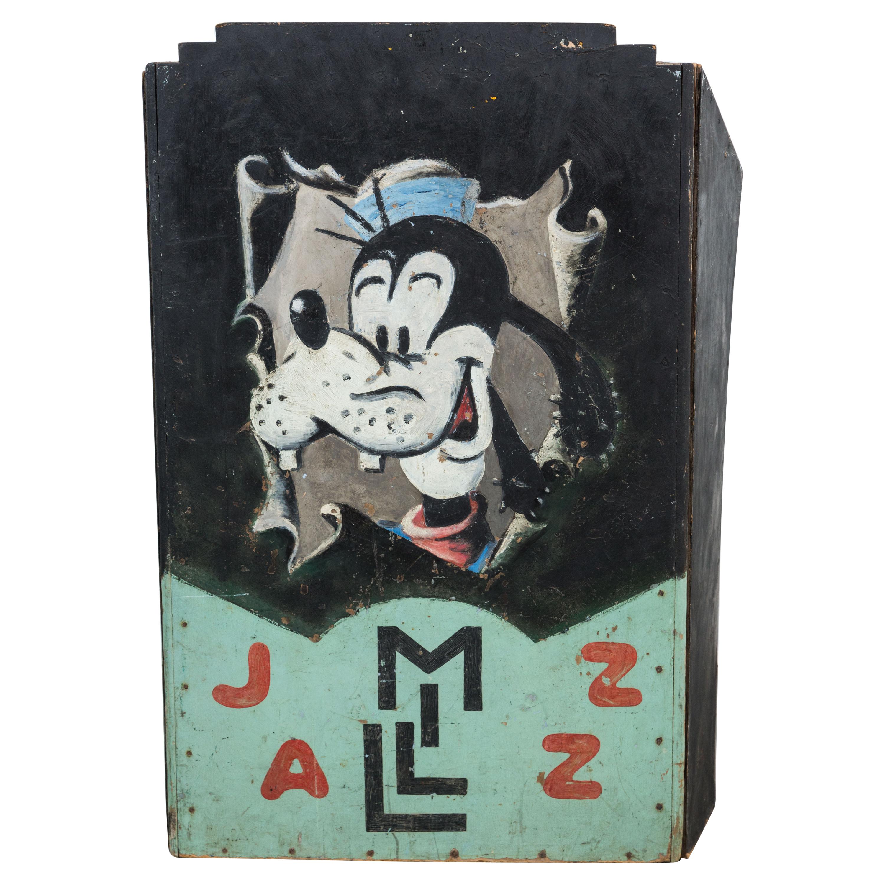 1950 Vintage American Folk Art Band Stand Hand Painted Goofy Jazz Music Stand