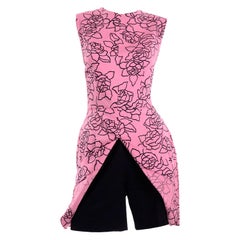 1950 Vintage Brigance Pink & Black Abstract Print Playsuit W High Waisted Shorts