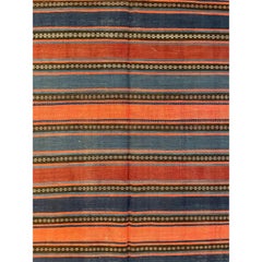 1950 Vintage Flat Weave Stripe Design Kilim