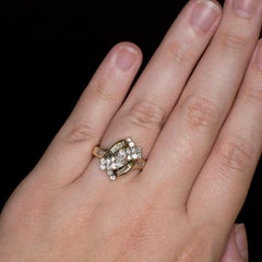1950 Vintage Marquise Round Diamond Cocktail Ring