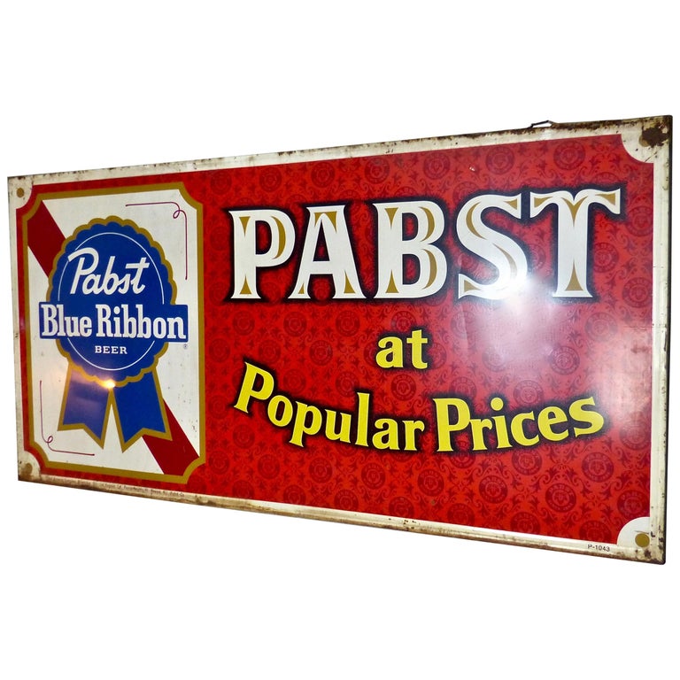 1950 Vintage Pabst Blue Ribbon Metal Sign at 1stDibs | vintage pabst ...