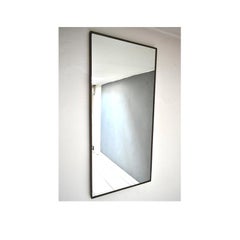 1950, Vintage Rectangular Wall Mirror with Brass Frame, Italian Manufacture