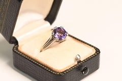 1950 Vintage Round Amethyst Ring (Approx. 1.90-Carats), Platinum