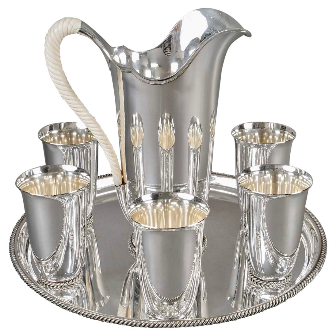 1950 Wolfers - Orangeade-Set Hollywood Regency aus Sterlingsilber und Elfenbein im Angebot