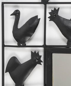 1950, Wrought Iron Mirror Atelier Marolles & Jean Touret