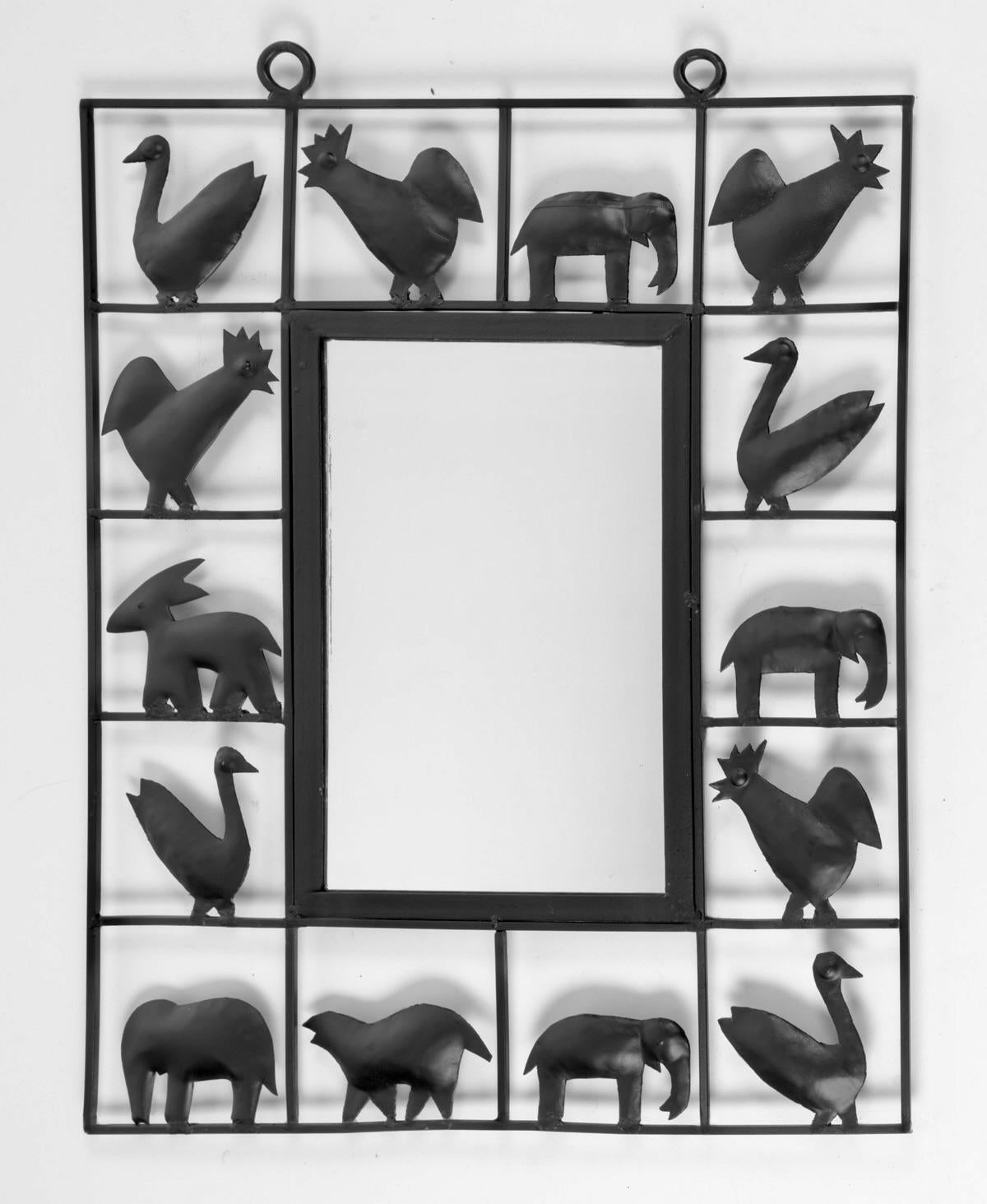 Wrought Iron 1950 Wrought-iron mirror Atelier Marolles & Jean Touret