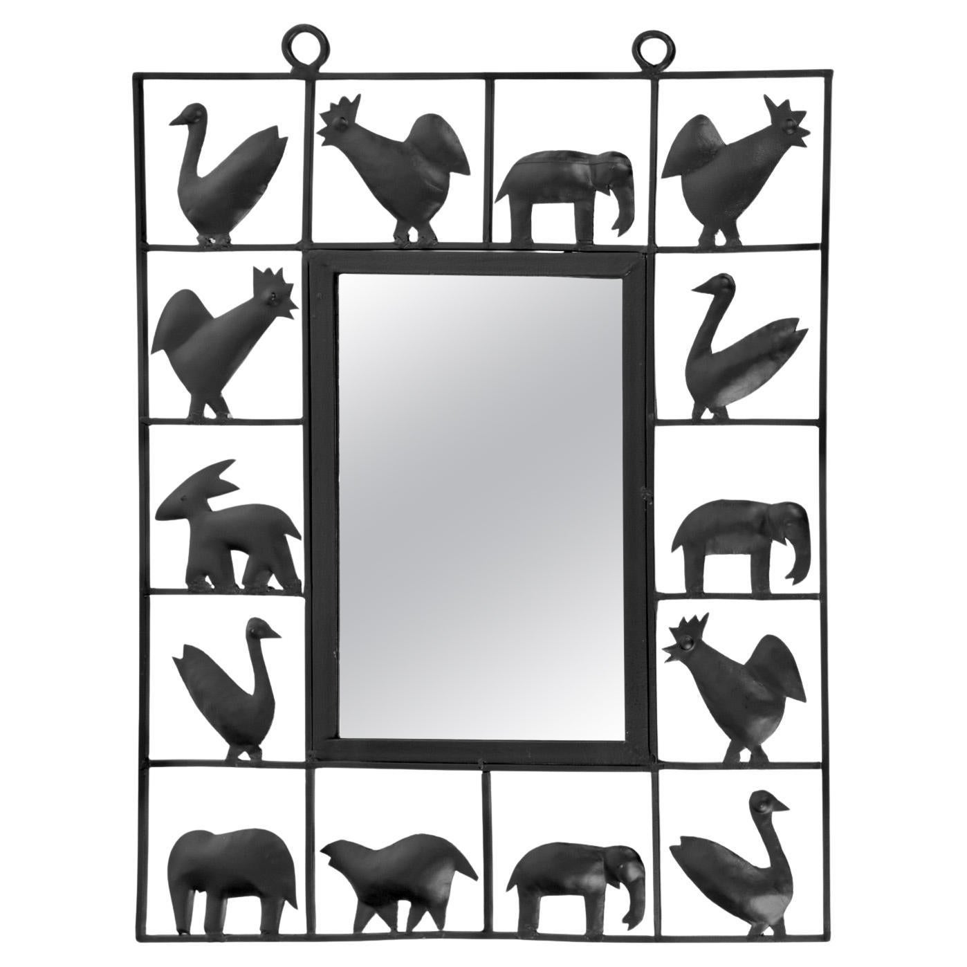 1950 Wrought-iron mirror Atelier Marolles & Jean Touret