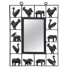 1950 Wrought-iron mirror Atelier Marolles & Jean Touret