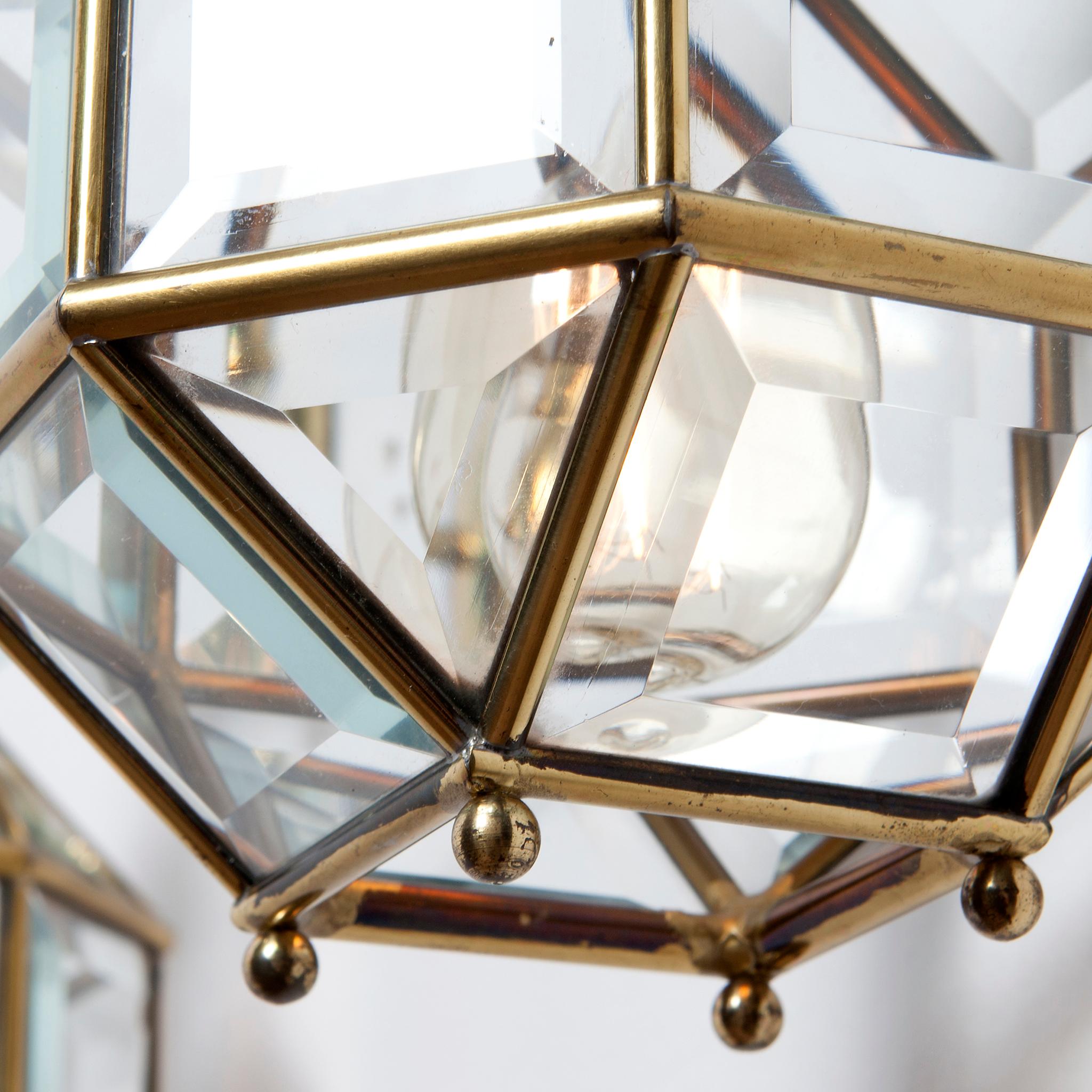 Mid-Century Modern 1950s Brass and Glass Sconces Attributed by Pietro Chiesa For Sale