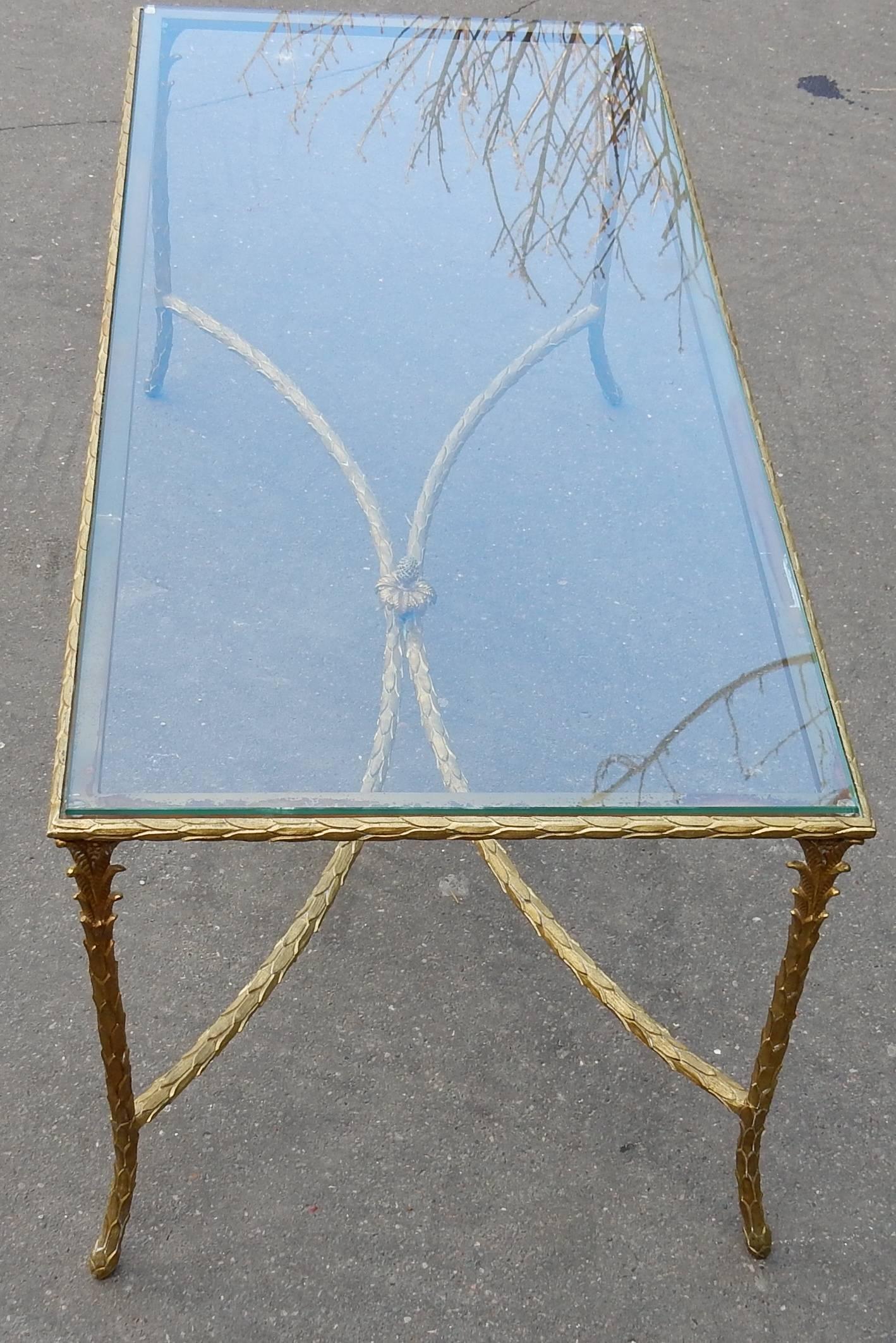 Coffee Table Maison Charles, Top in Glass, 1950-1970 2