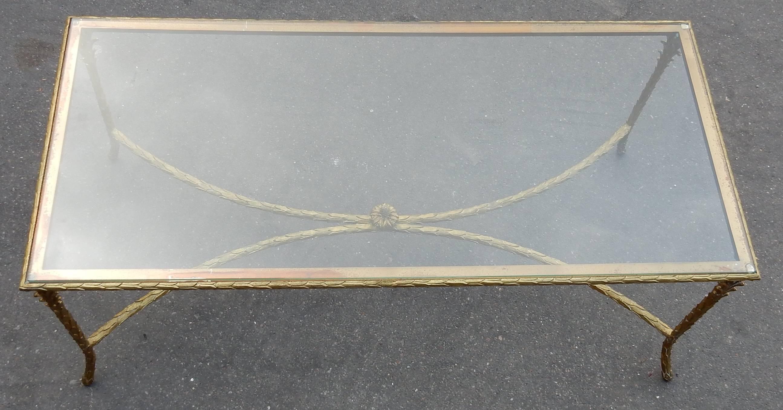 Coffee Table Maison Charles, Top in Glass, 1950-1970 1