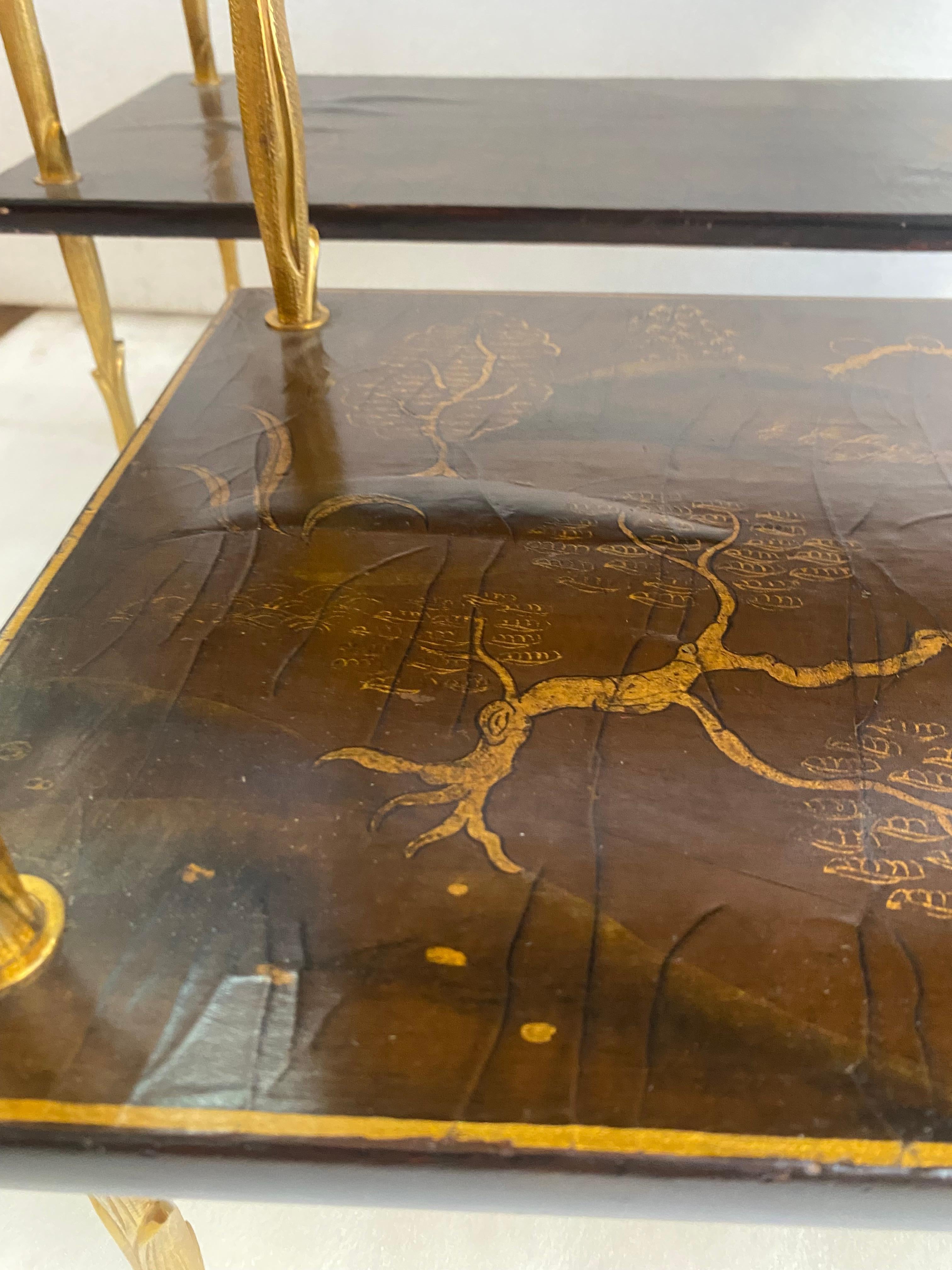 195070′ Pair of Maison Baguès or Maison Charles Agostini Style Tables Lacq China For Sale 9