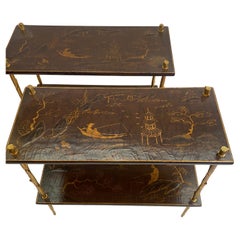 195070′ Pair of Maison Baguès or Maison Charles Agostini Style Tables Lacq China