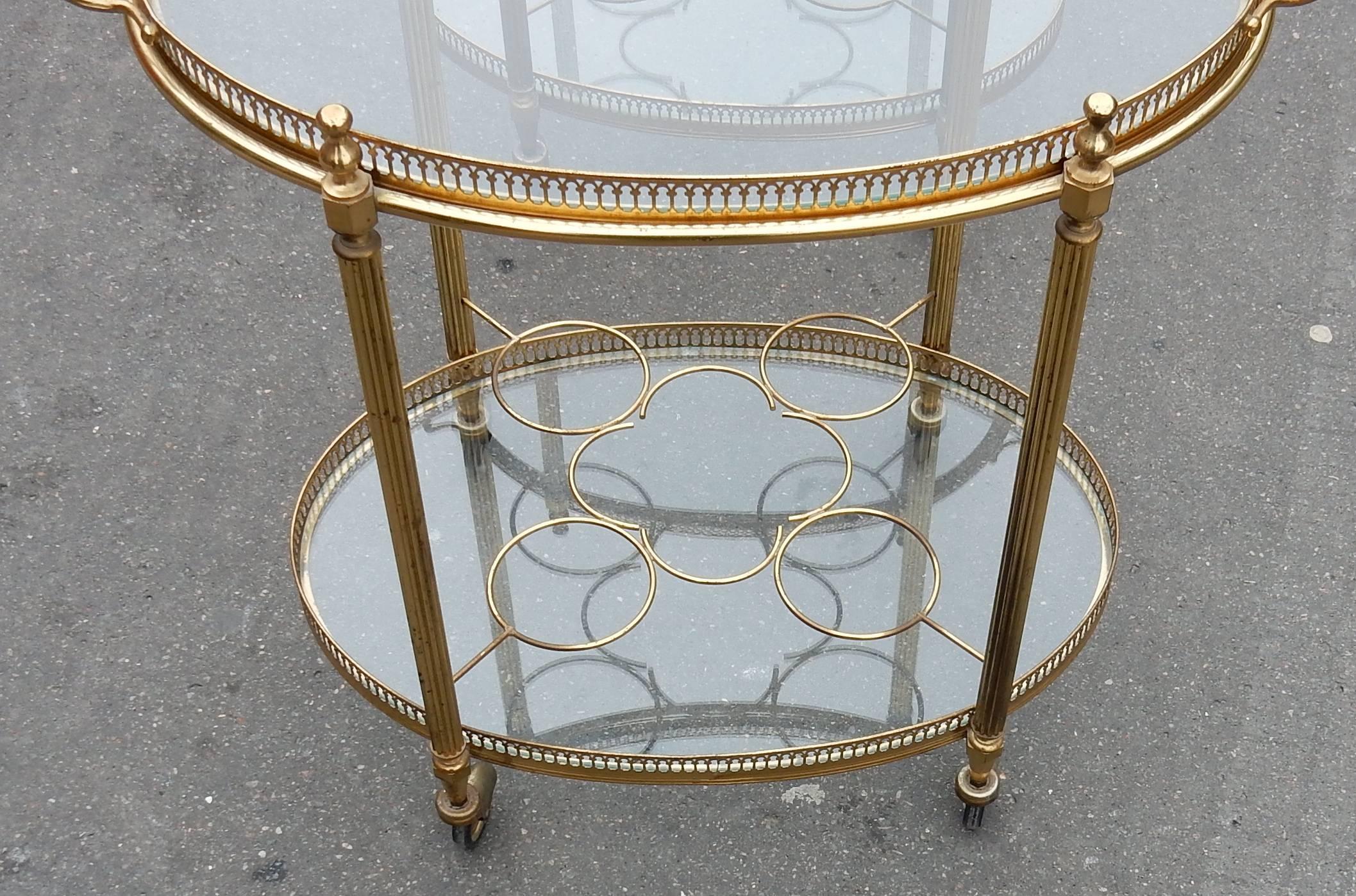Louis XVI 1950-1970 Pair of Rolling Bar in Brass in the Style of Maison Baguès