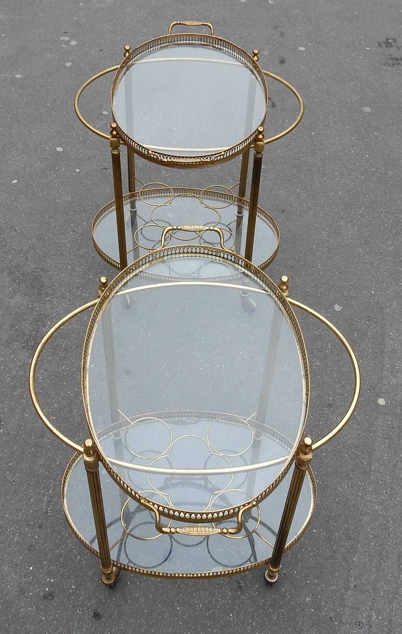 1950-1970 Pair of Rolling Bar in Brass in the Style of Maison Baguès In Good Condition In Paris, FR