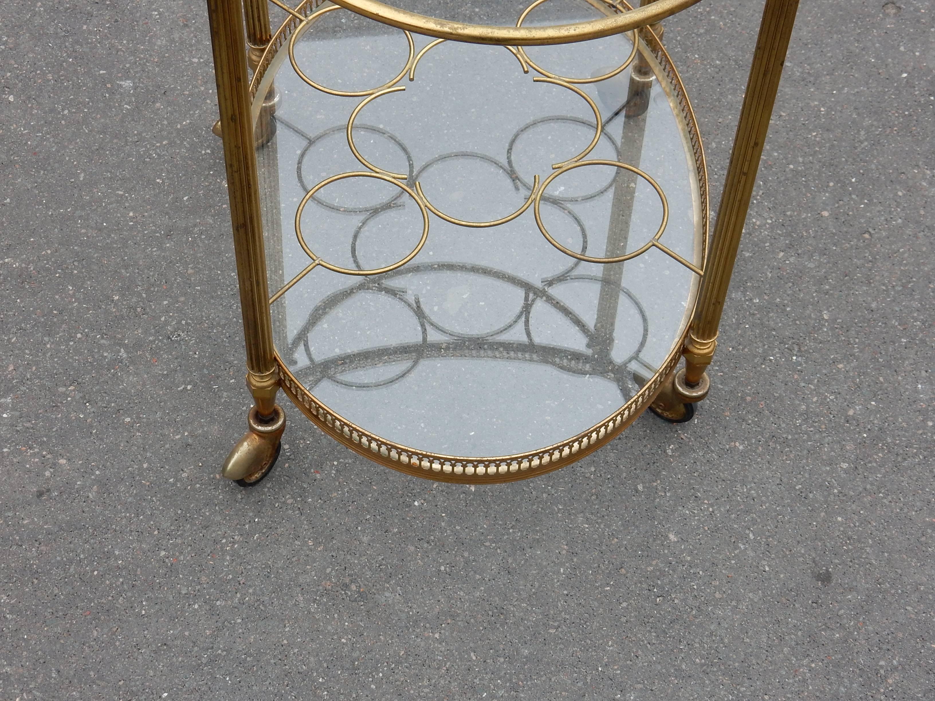 1950-1970 Pair of Rolling Bar in Brass in the Style of Maison Baguès 1