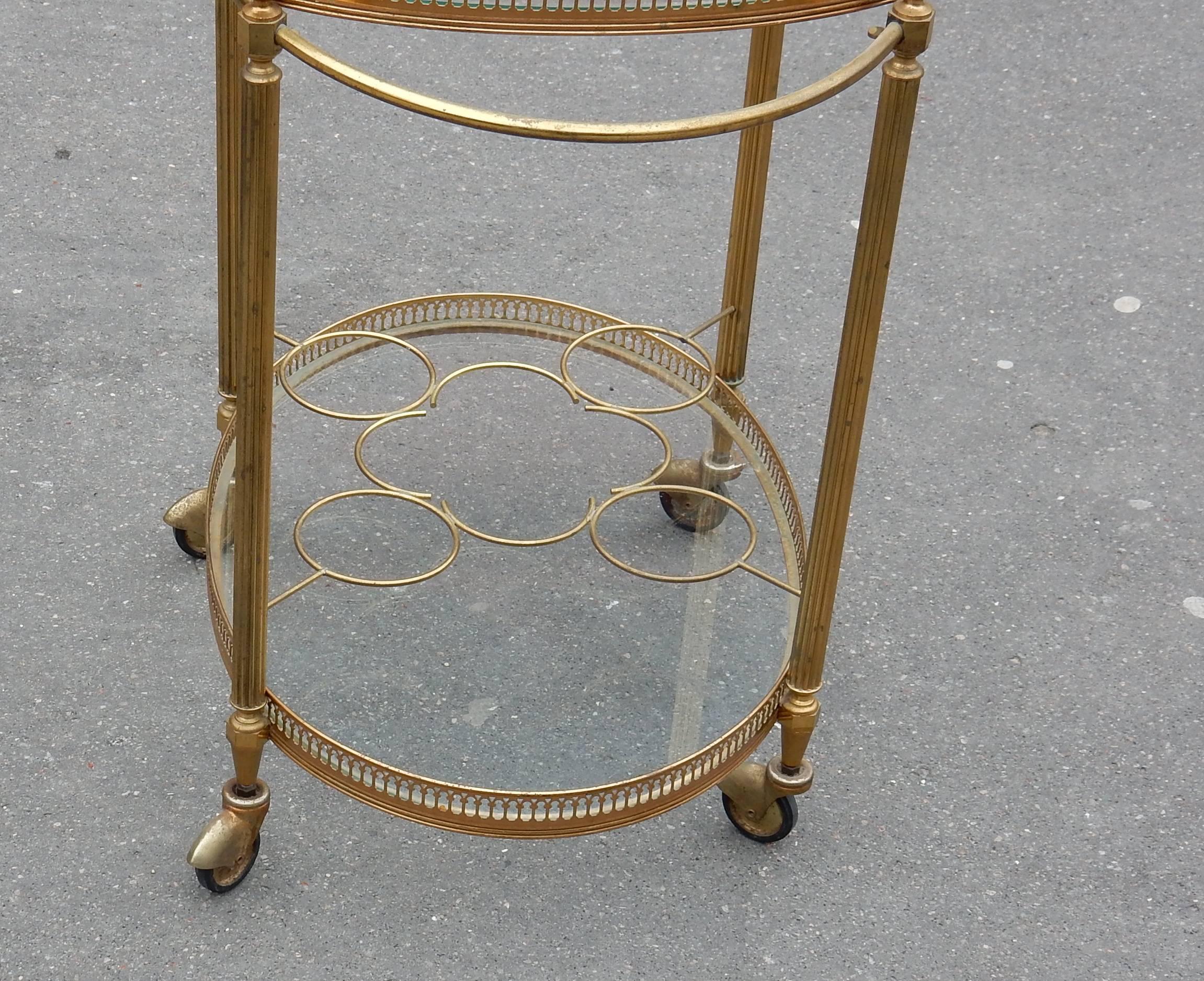 1950-1970 Pair of Rolling Bar in Brass in the Style of Maison Baguès 2