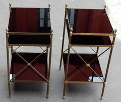1950/70 Pair of Shelves Three Levels in The Style Of Maison Baguès Black Opaline